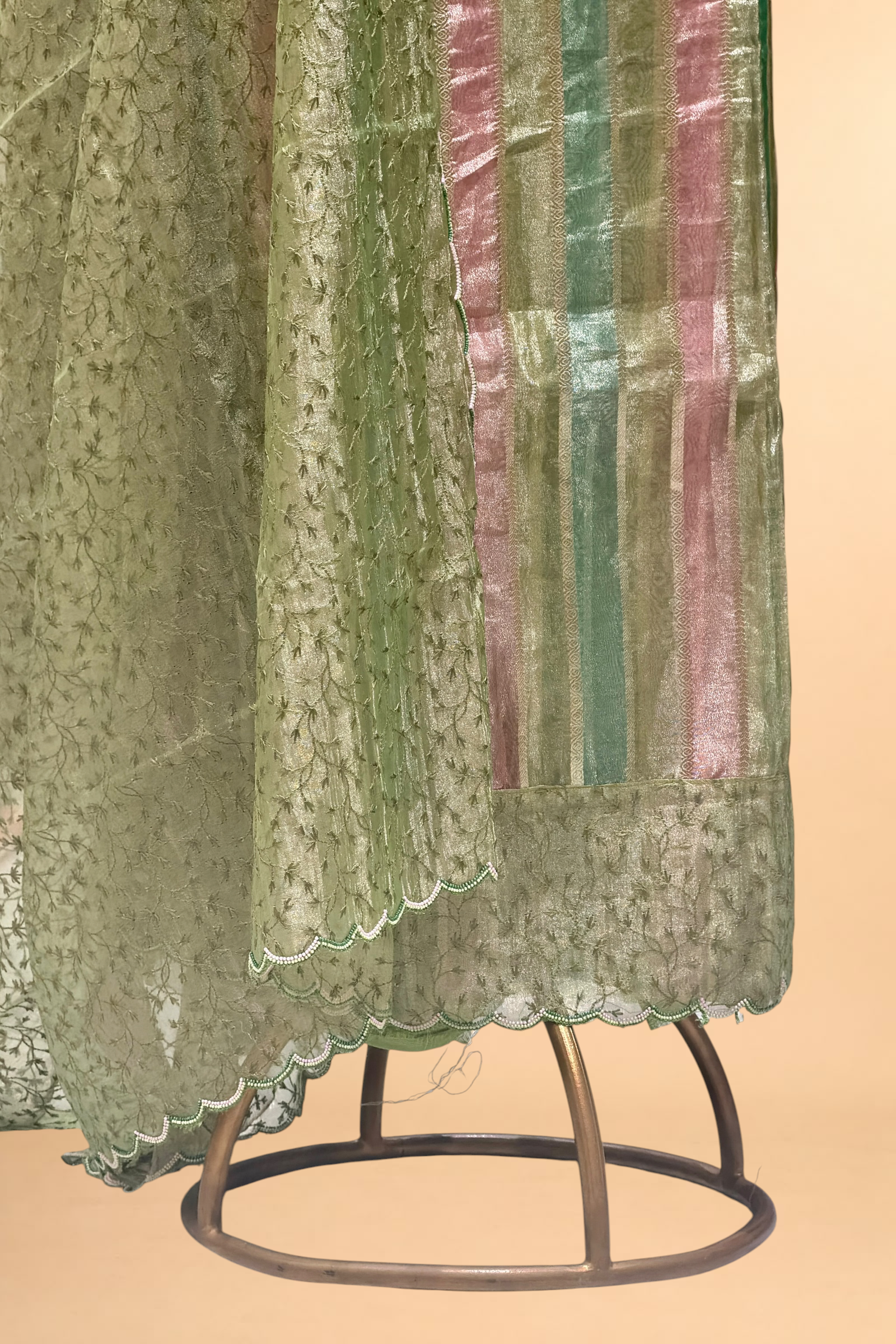 Pista Green Tissue Silk RangKaat Suit Set