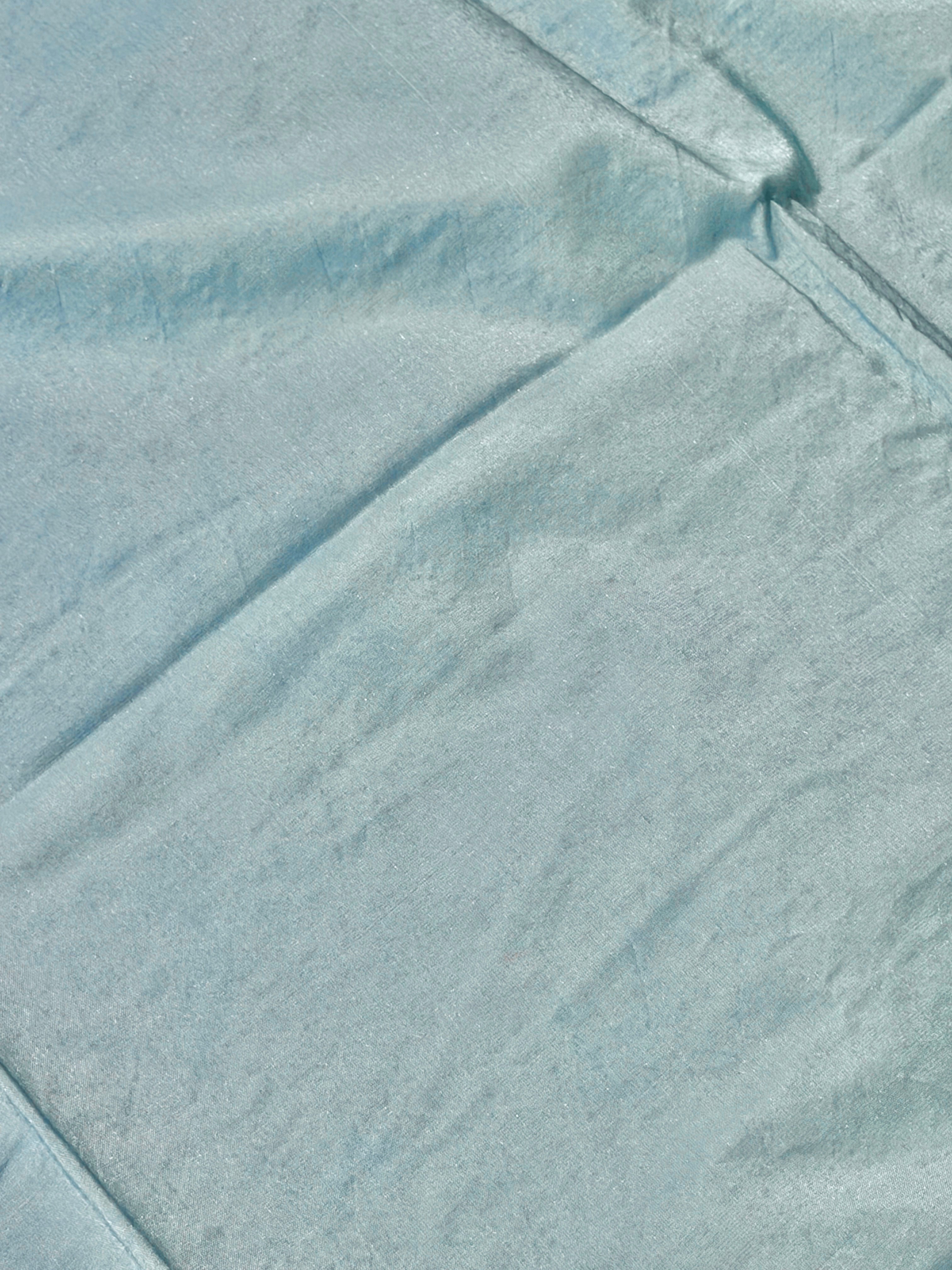 Powder Blue Organza Silk Suit Set With Embroidered Dupatta