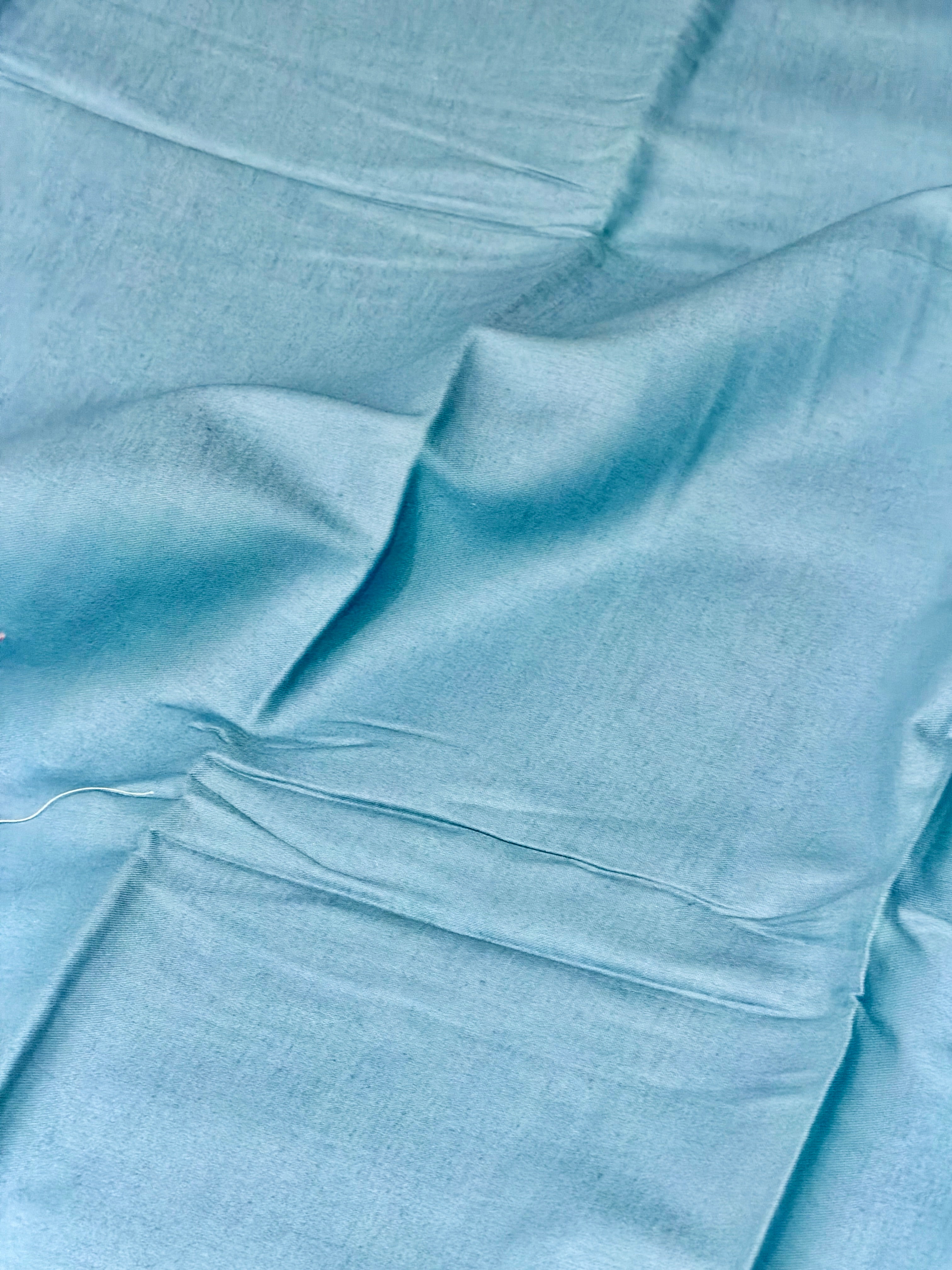 Dusty Blue Organza Silk Suit Set With Appliqué Dupatta