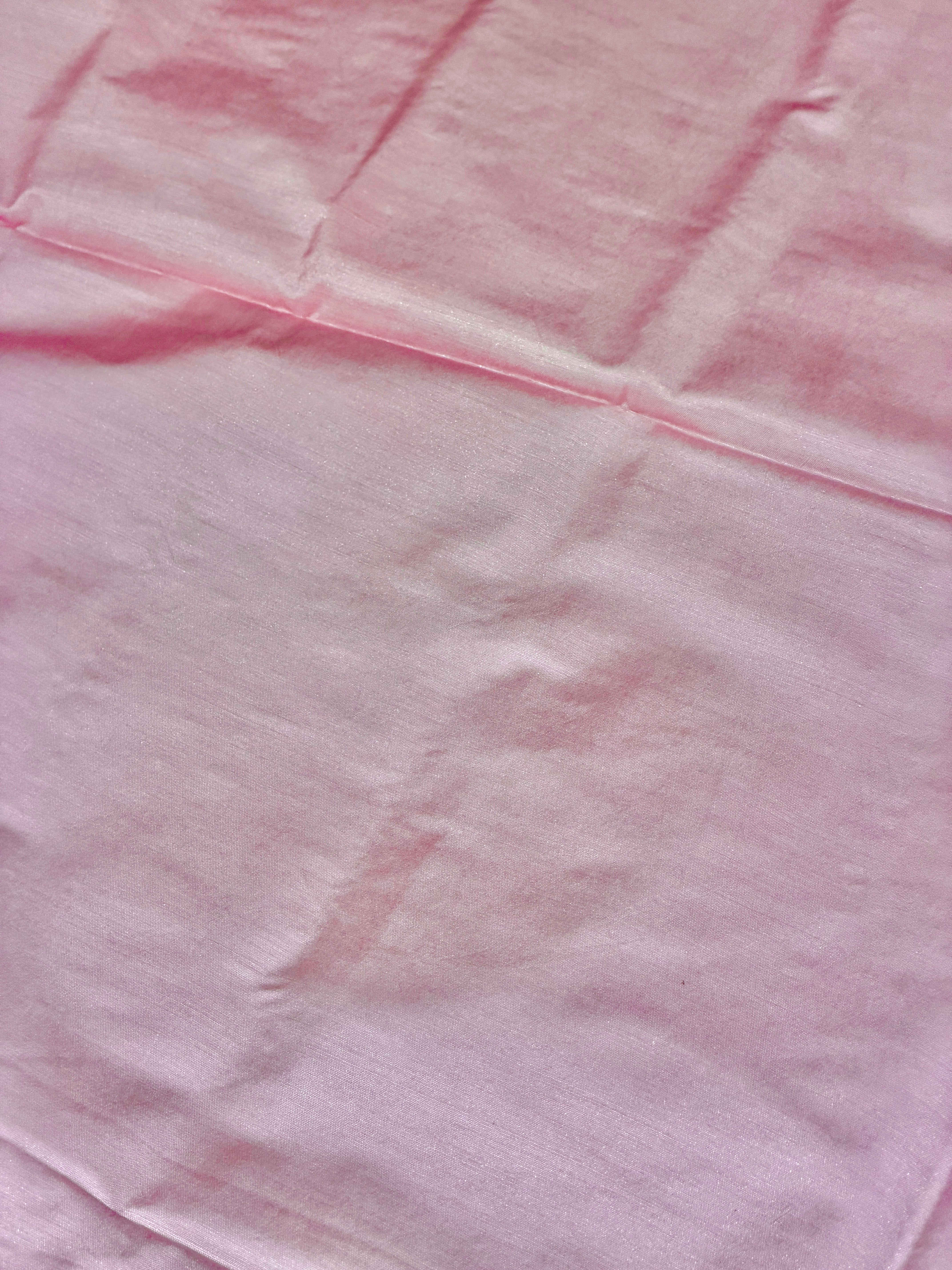Pastel Pink Organza Silk Suit Set With Appliqué Dupatta