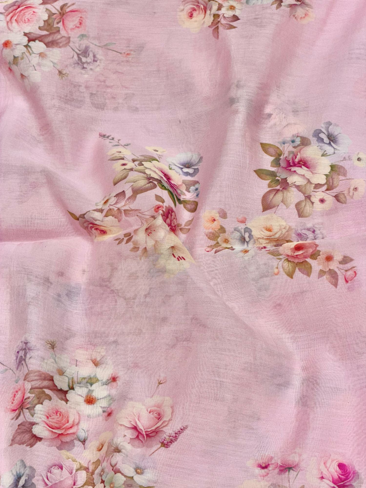 Dusty Pink Mul Floral Prints Fabric