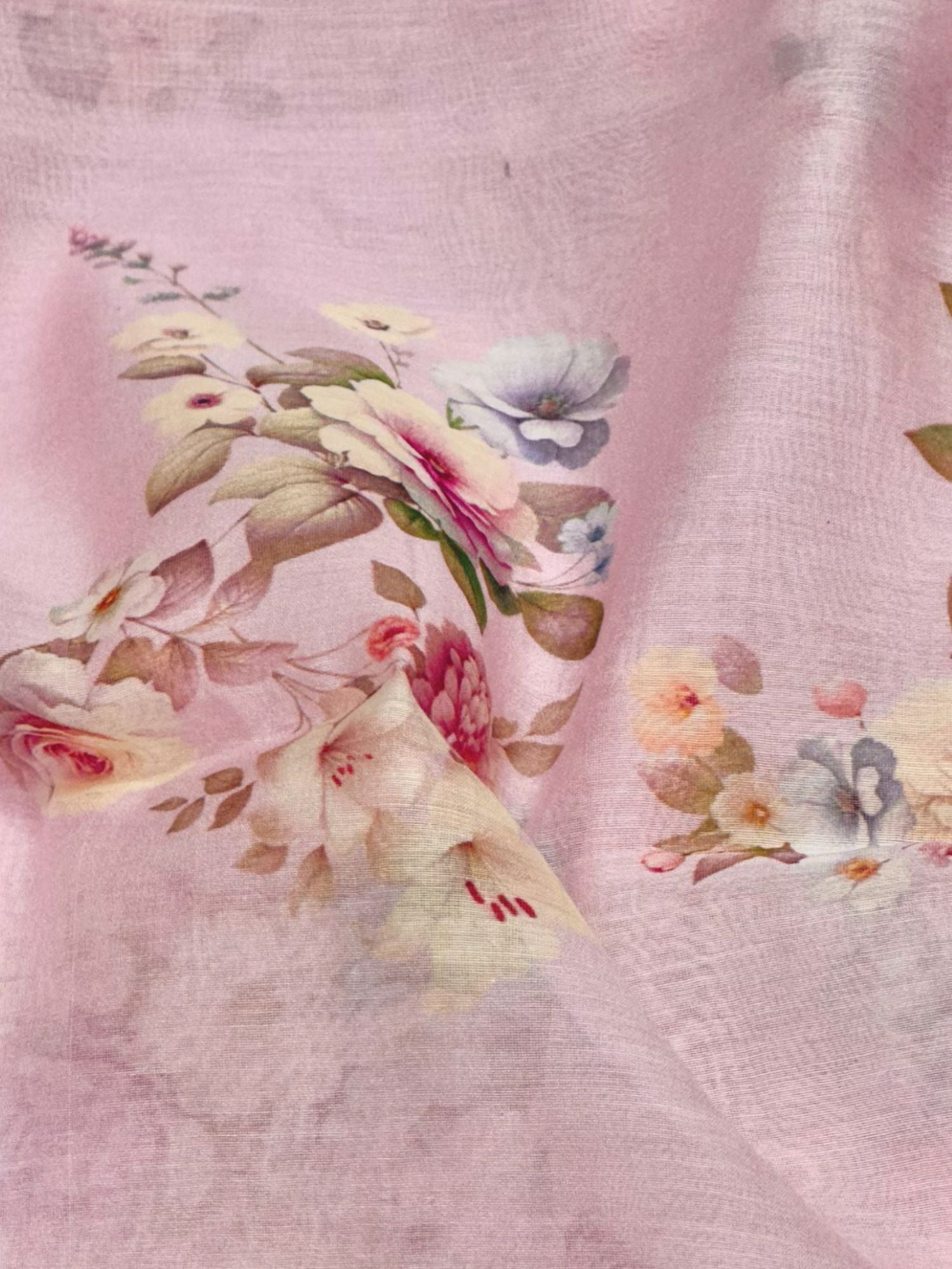Dusty Pink Mul Floral Prints Fabric