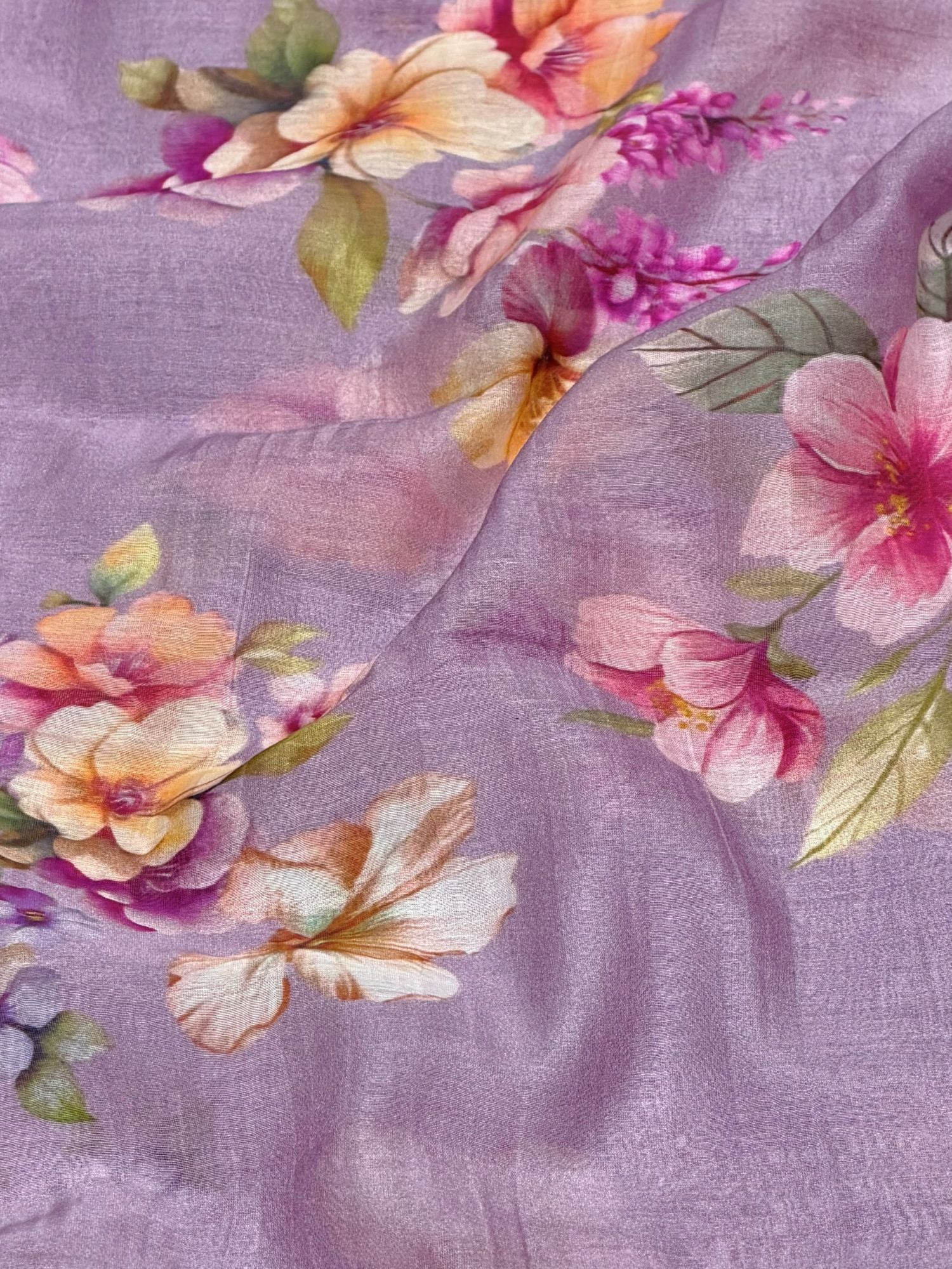 Lavender Purple Mul Floral Prints Fabric
