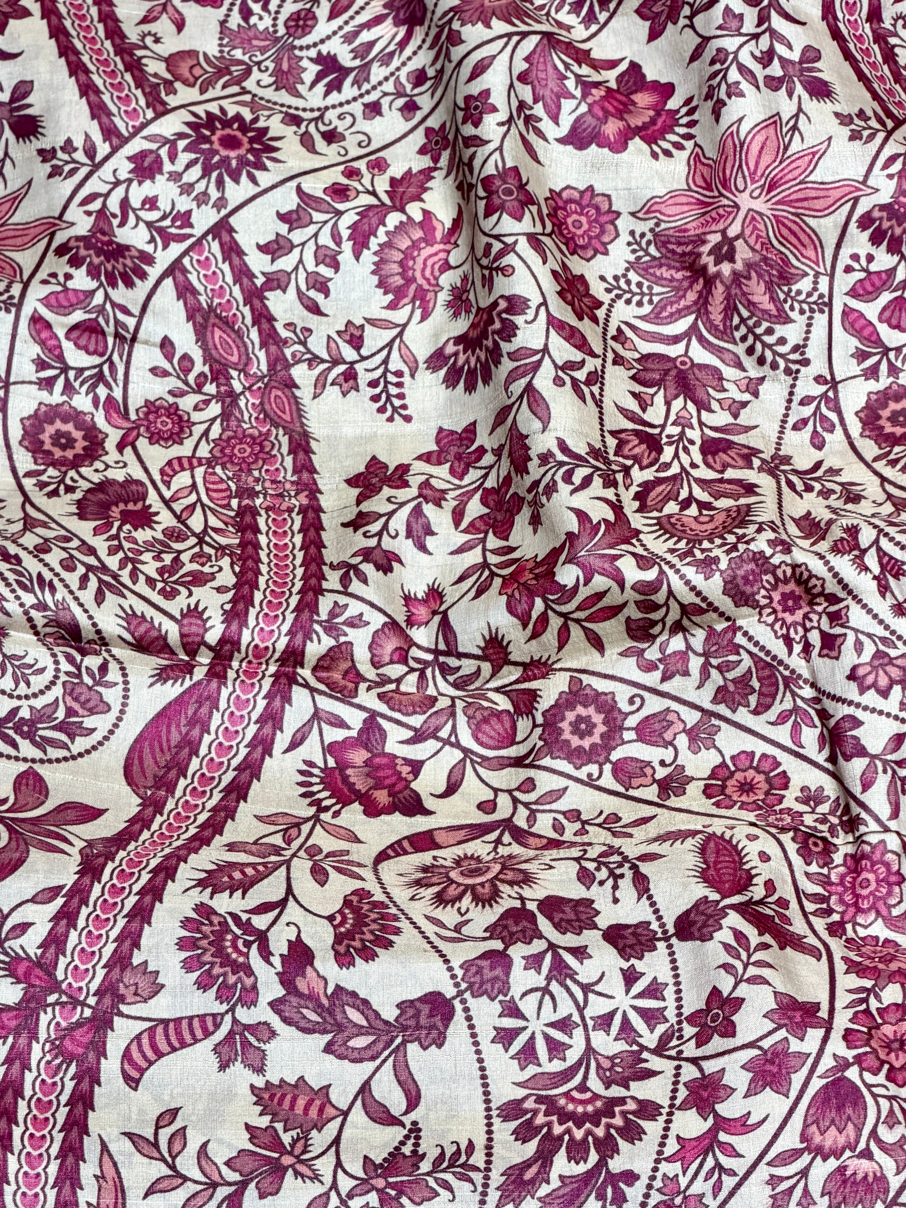 Ivory Tussar Kalamkari Printed Fabric