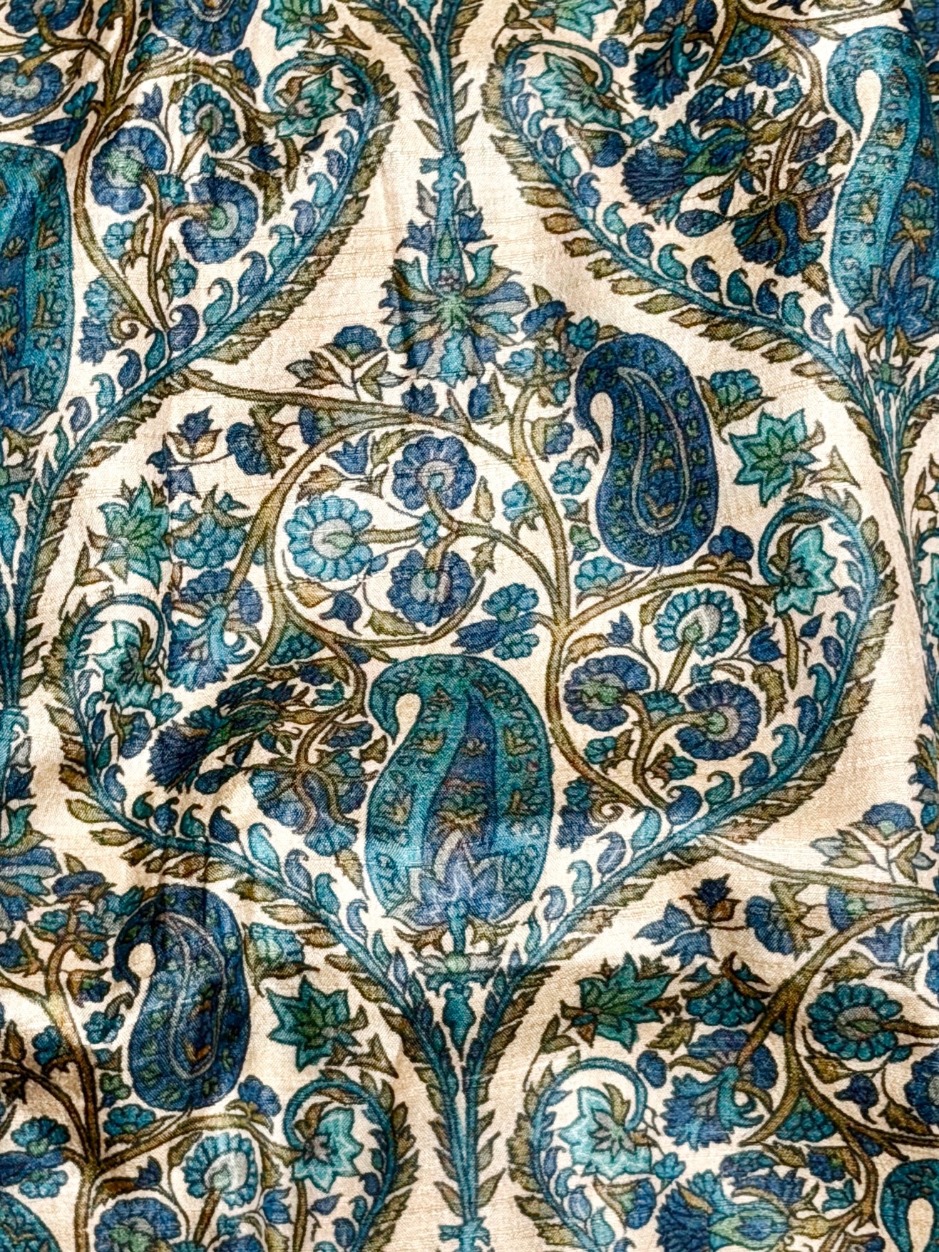 Ivory Tussar Kalamkari Printed Fabric