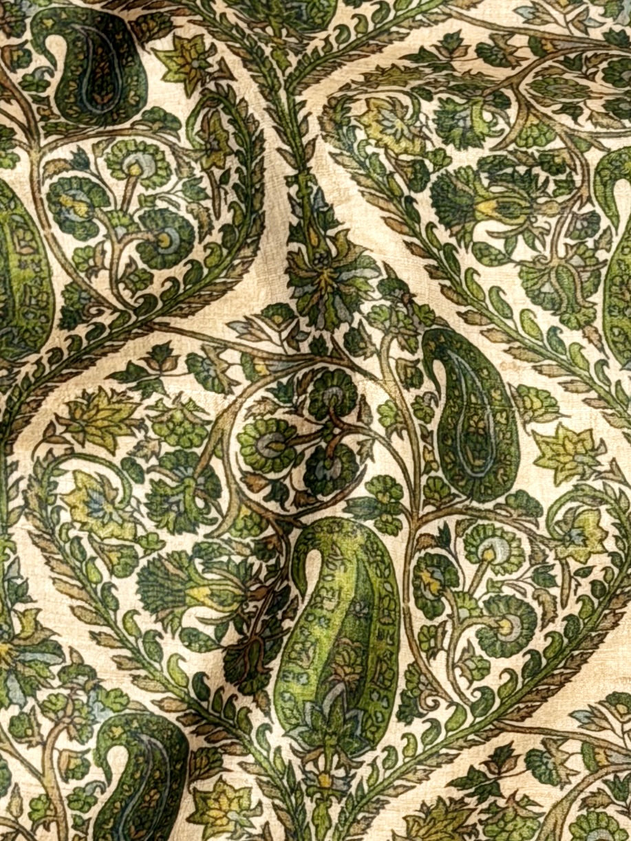 Ivory Tussar Kalamkari Printed Fabric