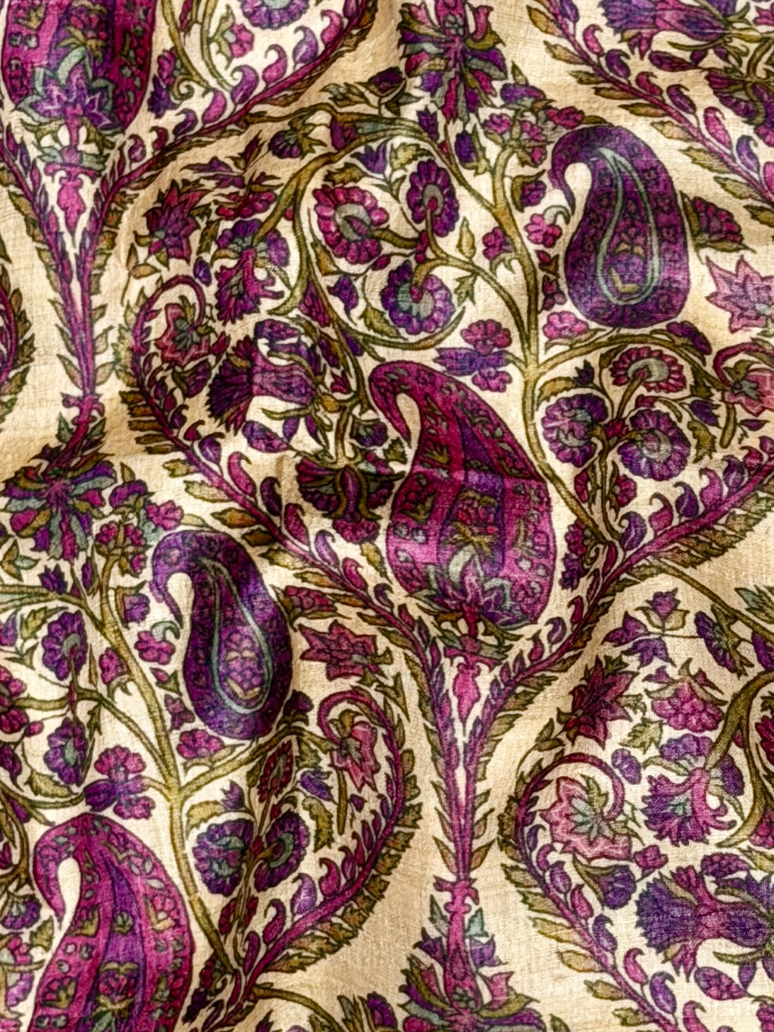 Ivory Tussar Kalamkari Printed Fabric