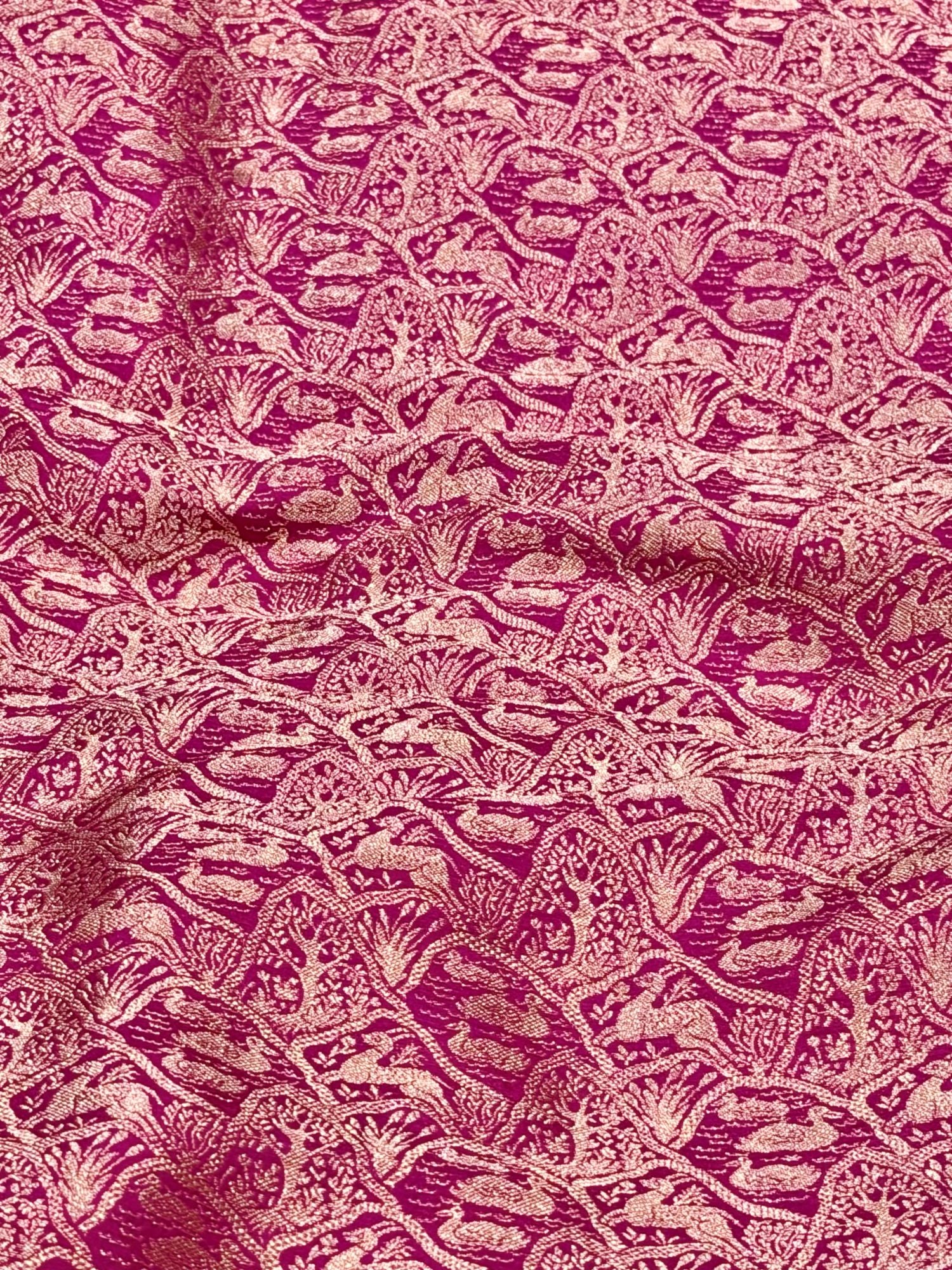 Pink Brocade Katan Silk Handloom Fabric