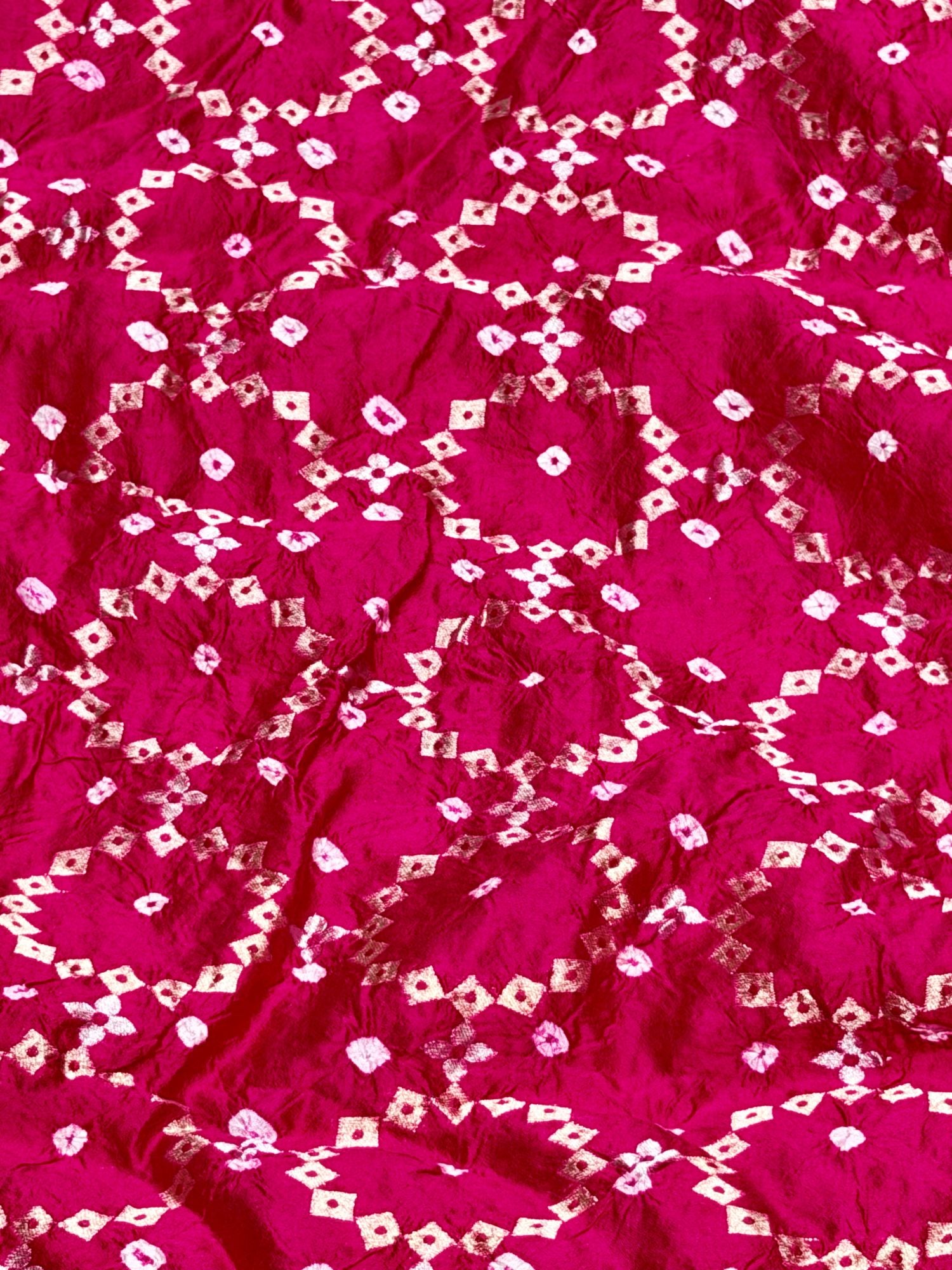 Magenta Pink Chiniya Silk Weaving Bandhani Fabric