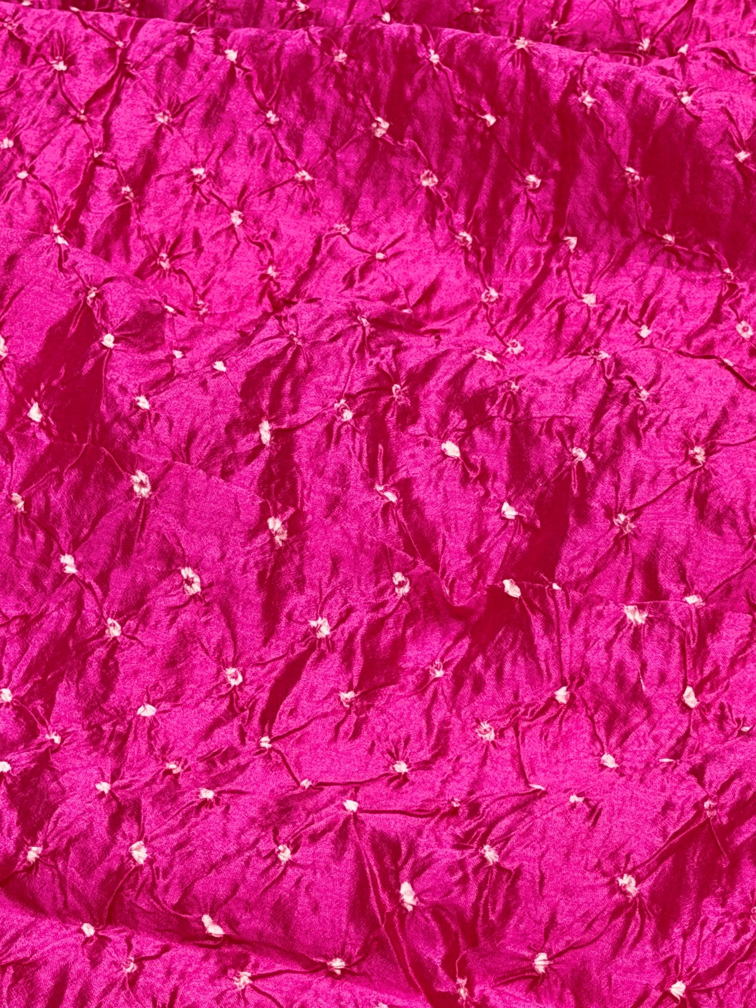 Pink Chiniya Silk Fabric With Bandhani