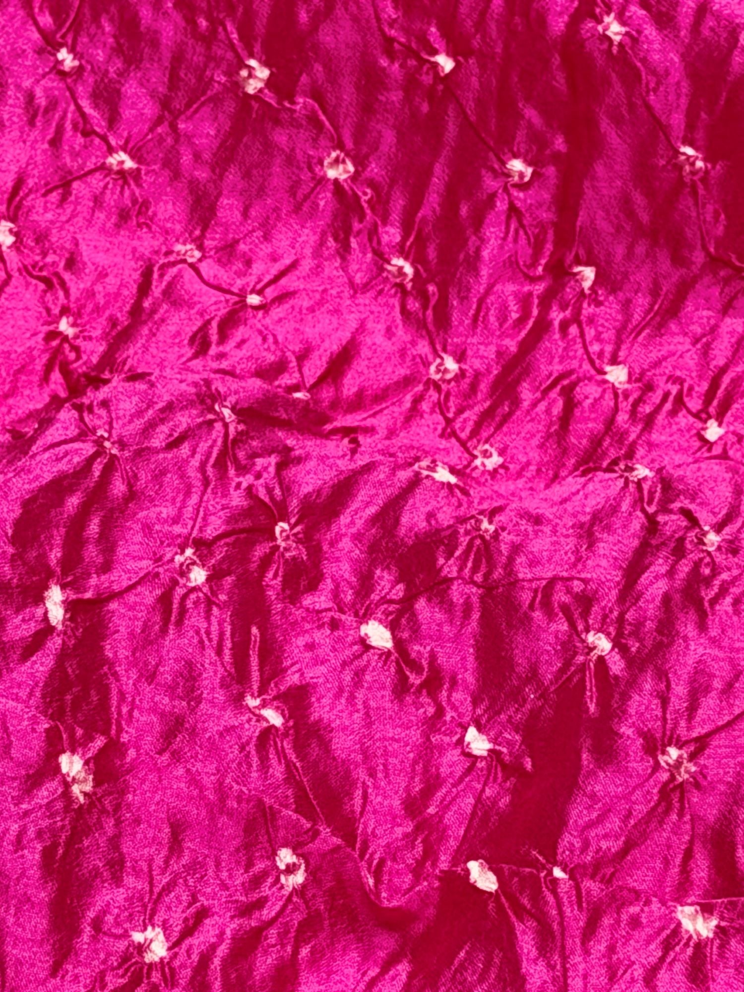 Pink Chiniya Silk Fabric With Bandhani