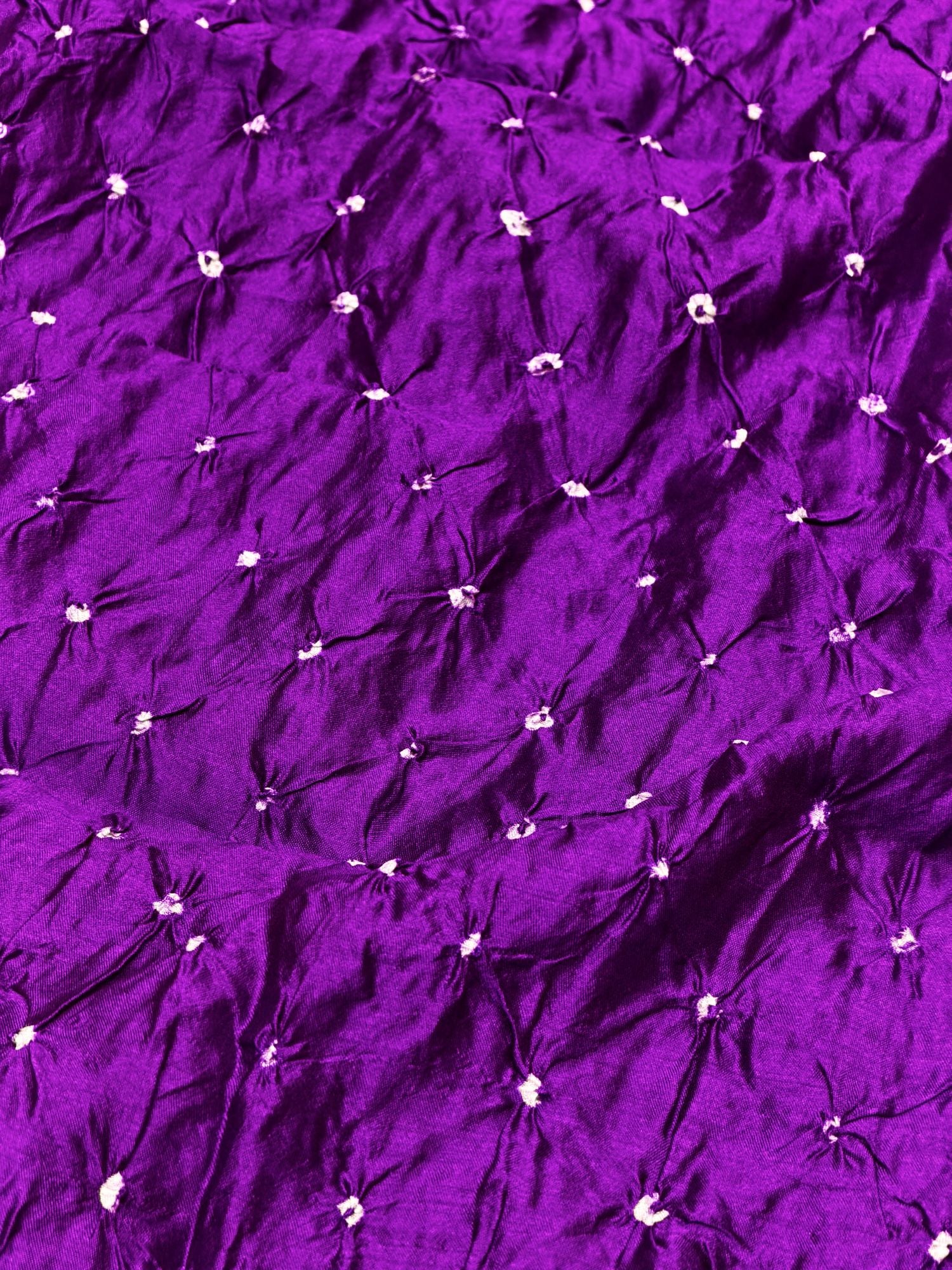 Purple Chiniya Silk Fabric With Bandhani