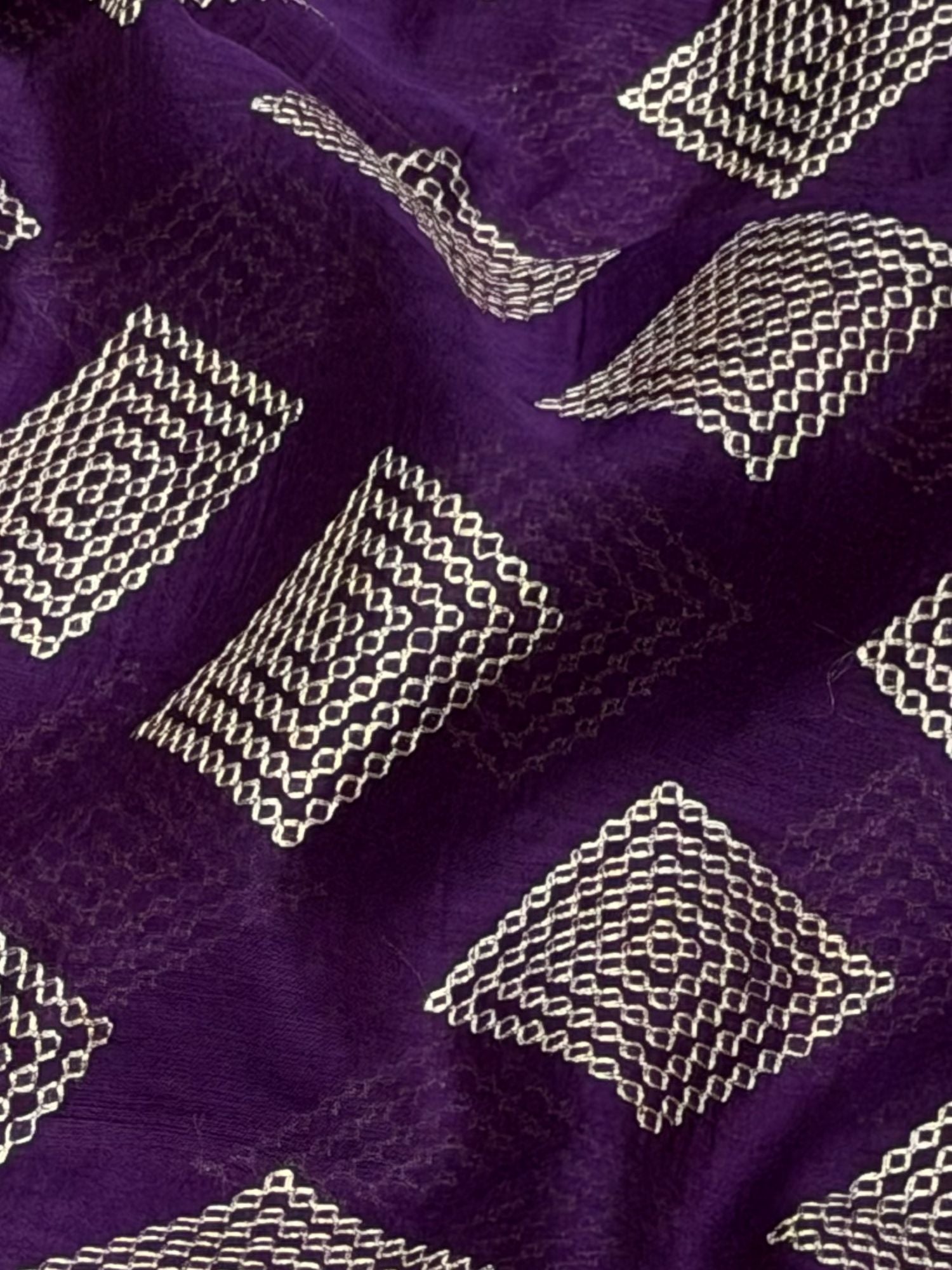 Deep Purple Mul Embroidered Fabric