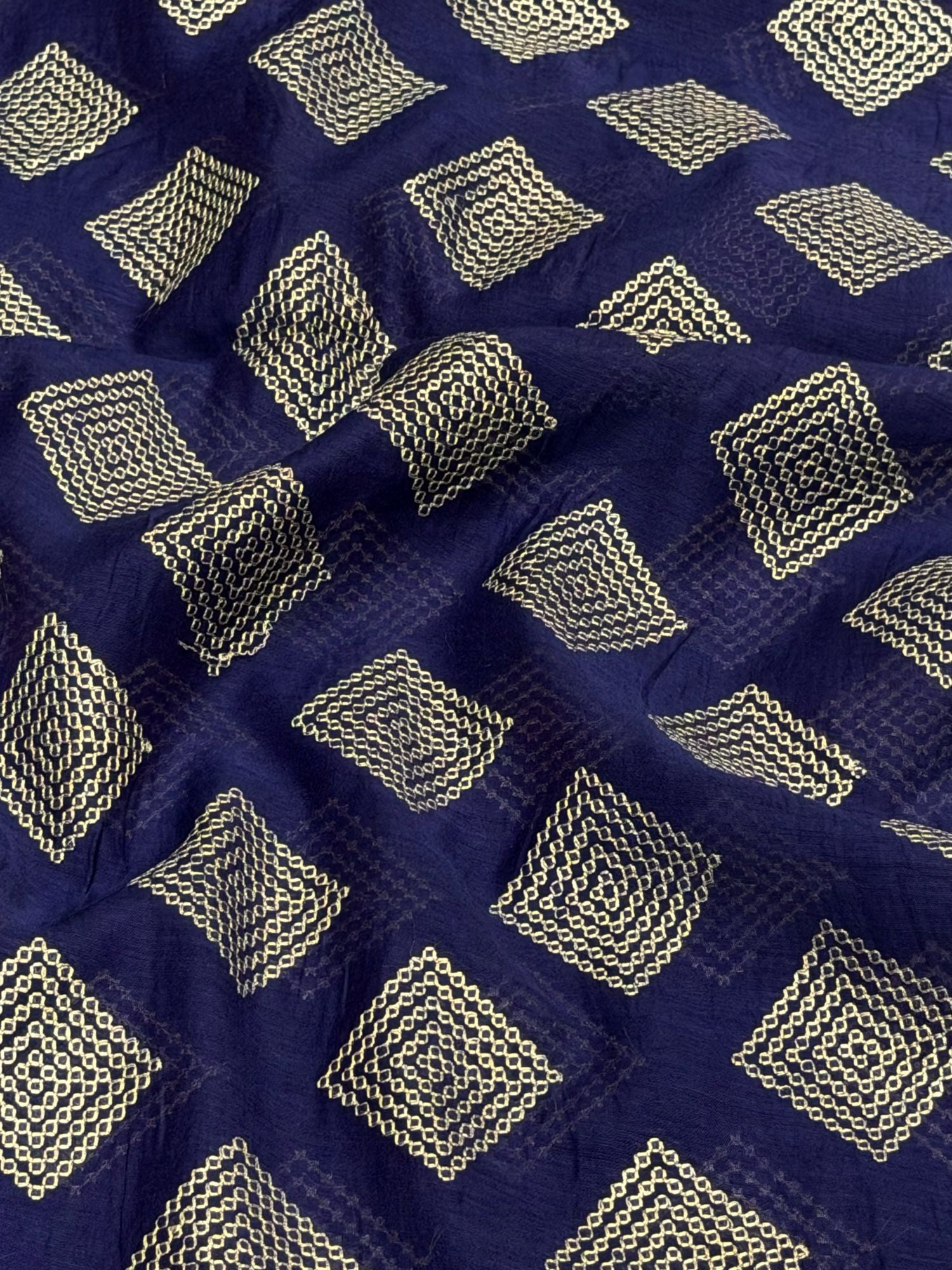 Deep Navy Mul Embroidered Fabric