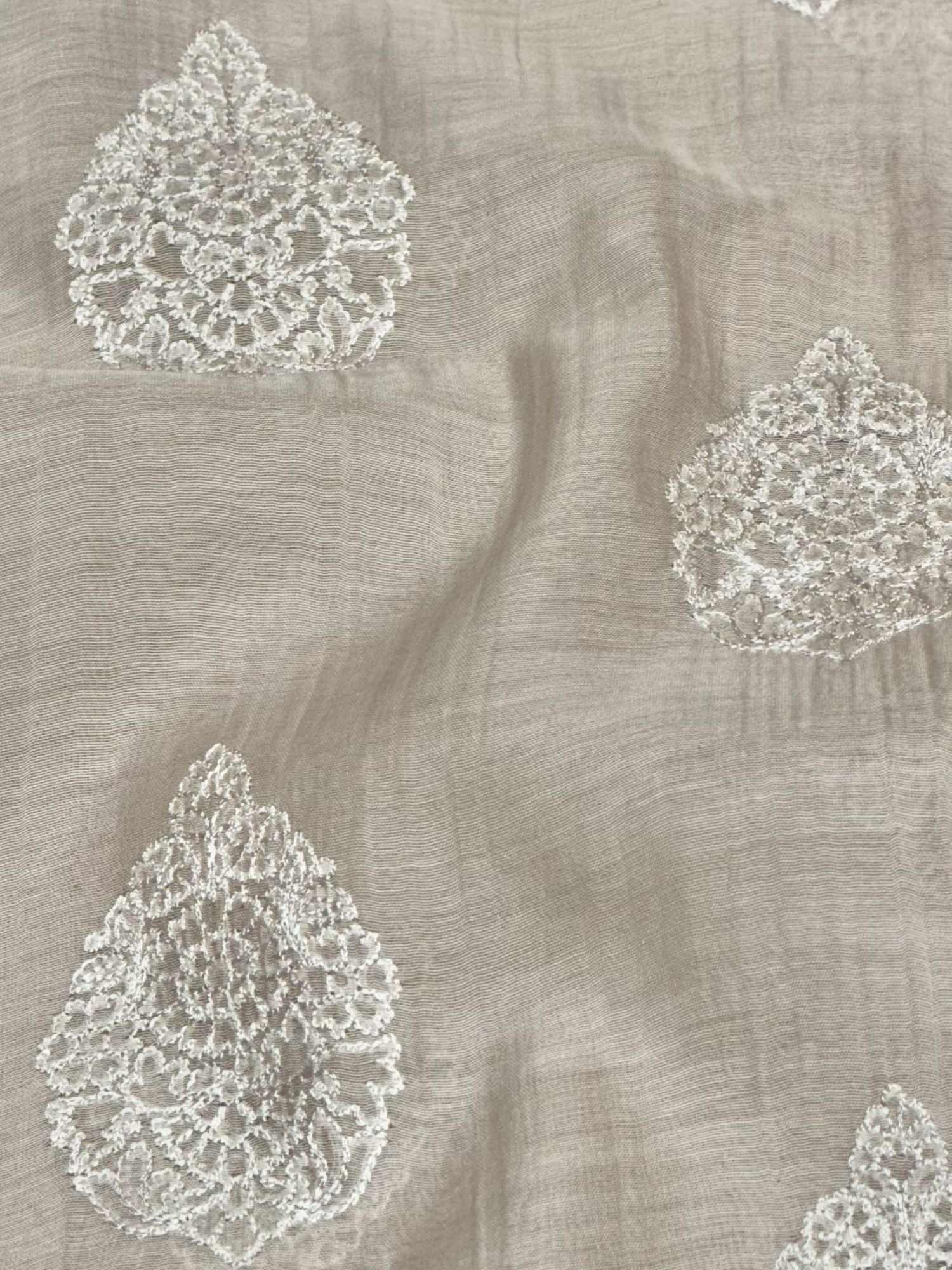 Warm Ivory Mul Embroidered Fabric