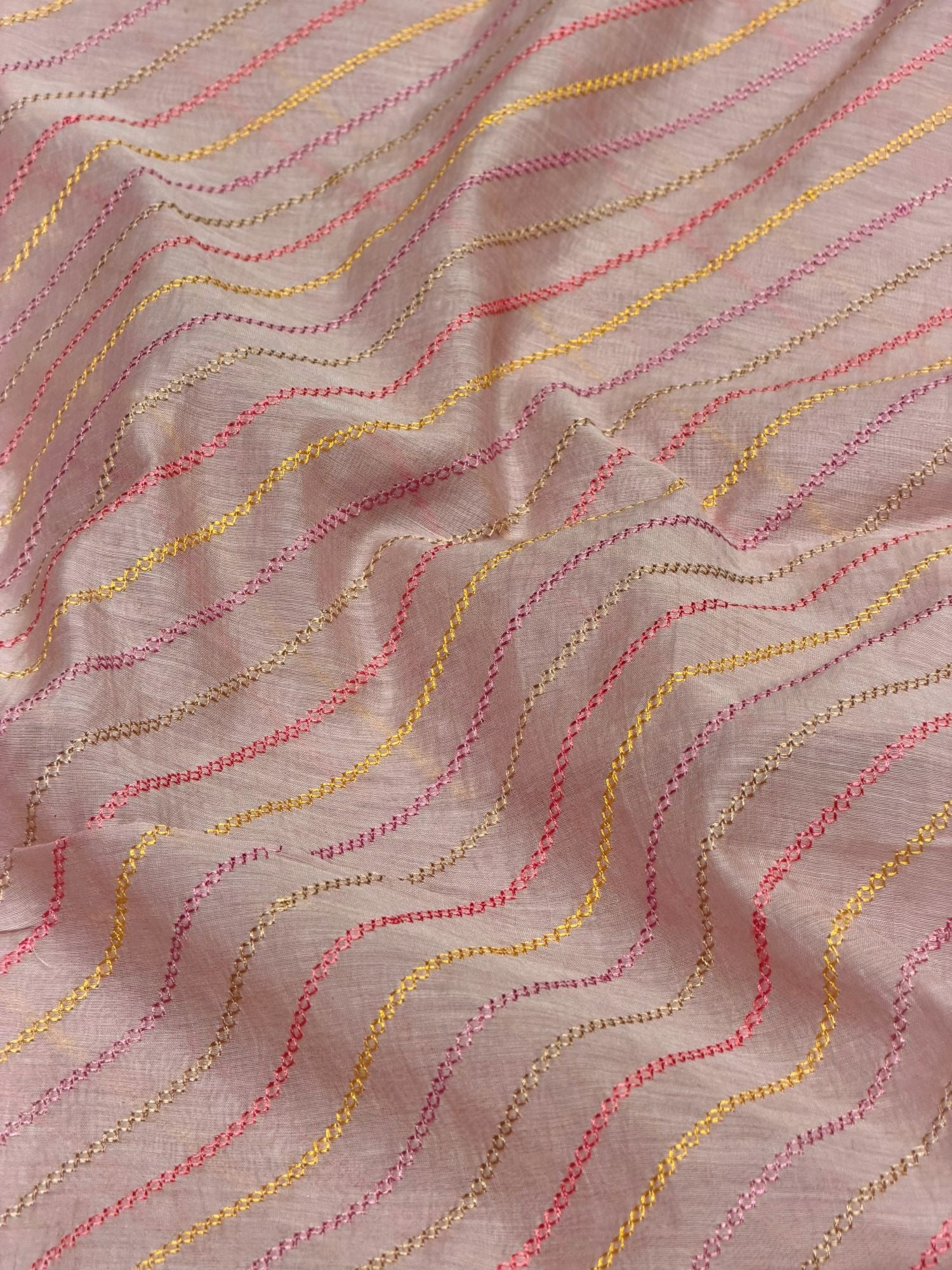 Dusty Pink Mul Embroidered Fabric