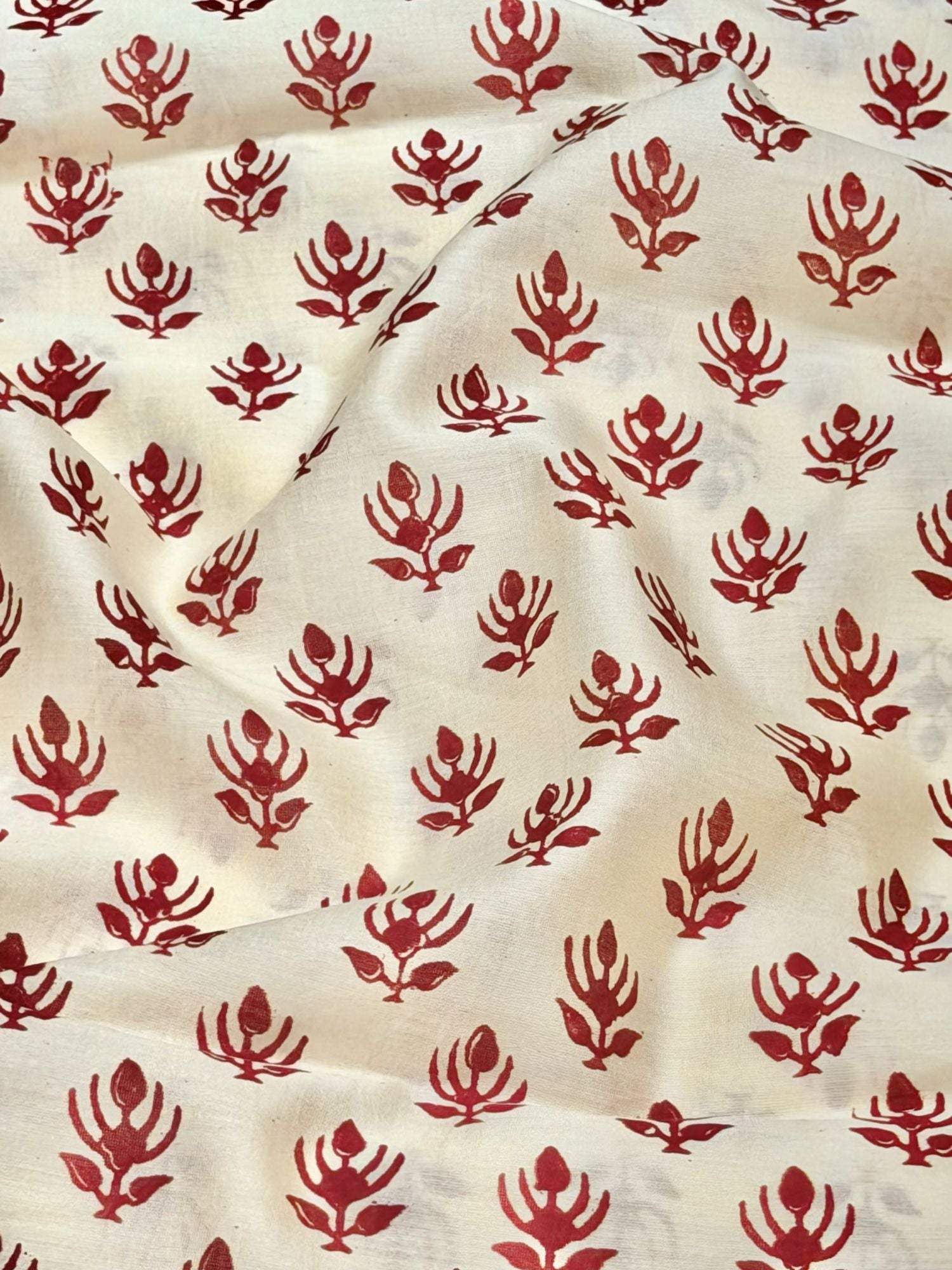Pure Chanderi Silk Fabric With Black Hand Block Prints