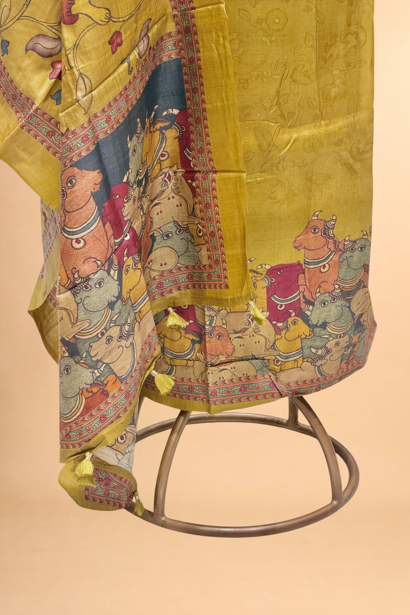 Mustard Yellow Pure Tusser Silk Suit Set
