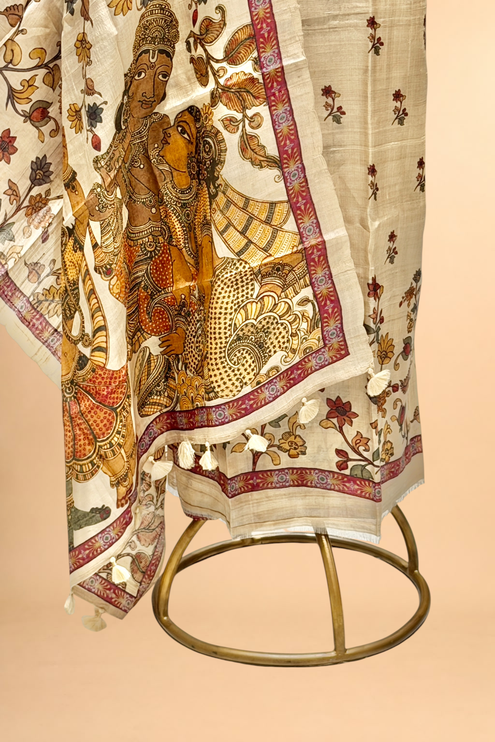 Beige Pure Tusser Silk Suit Set