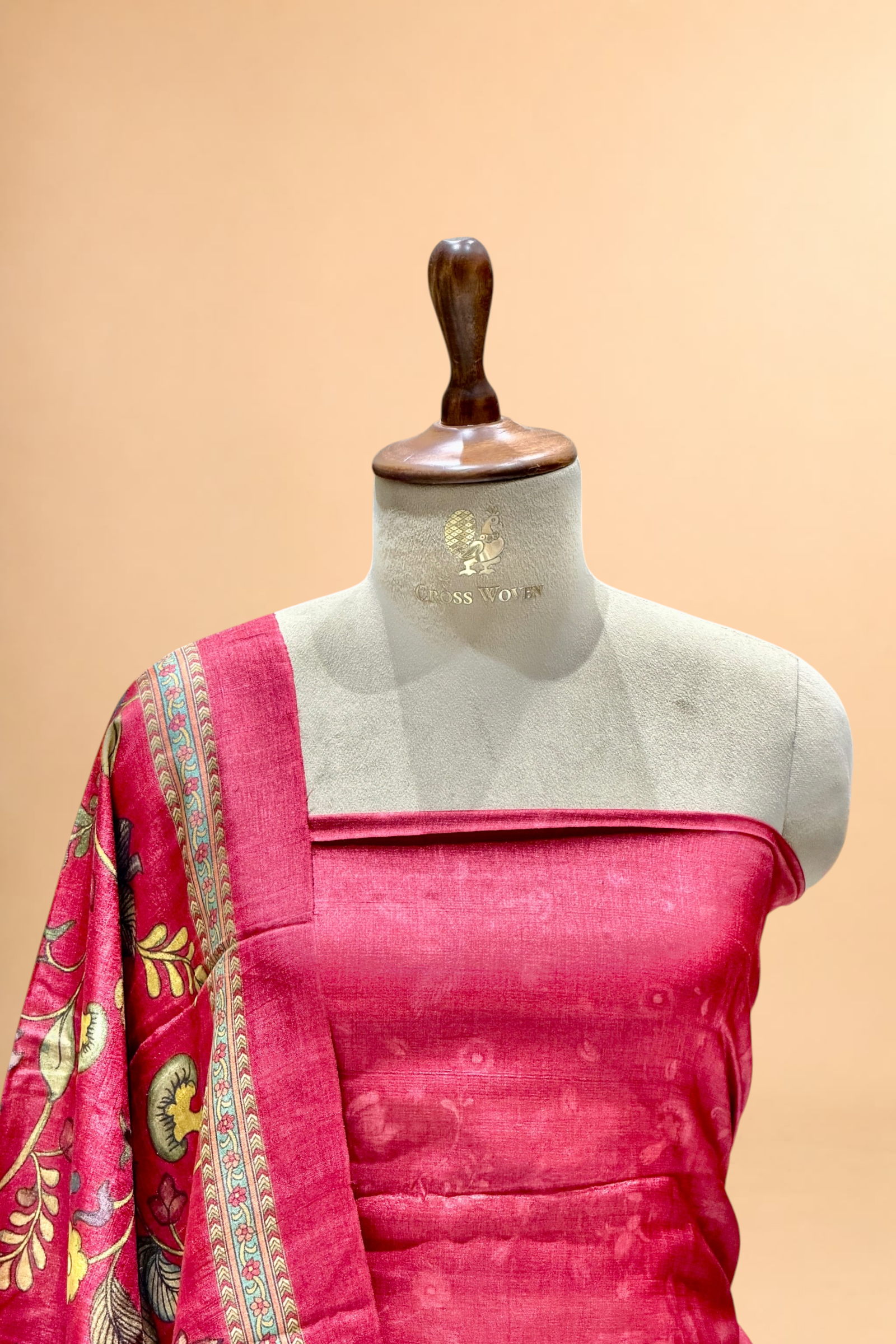 Red Pure Tusser Silk Suit Set