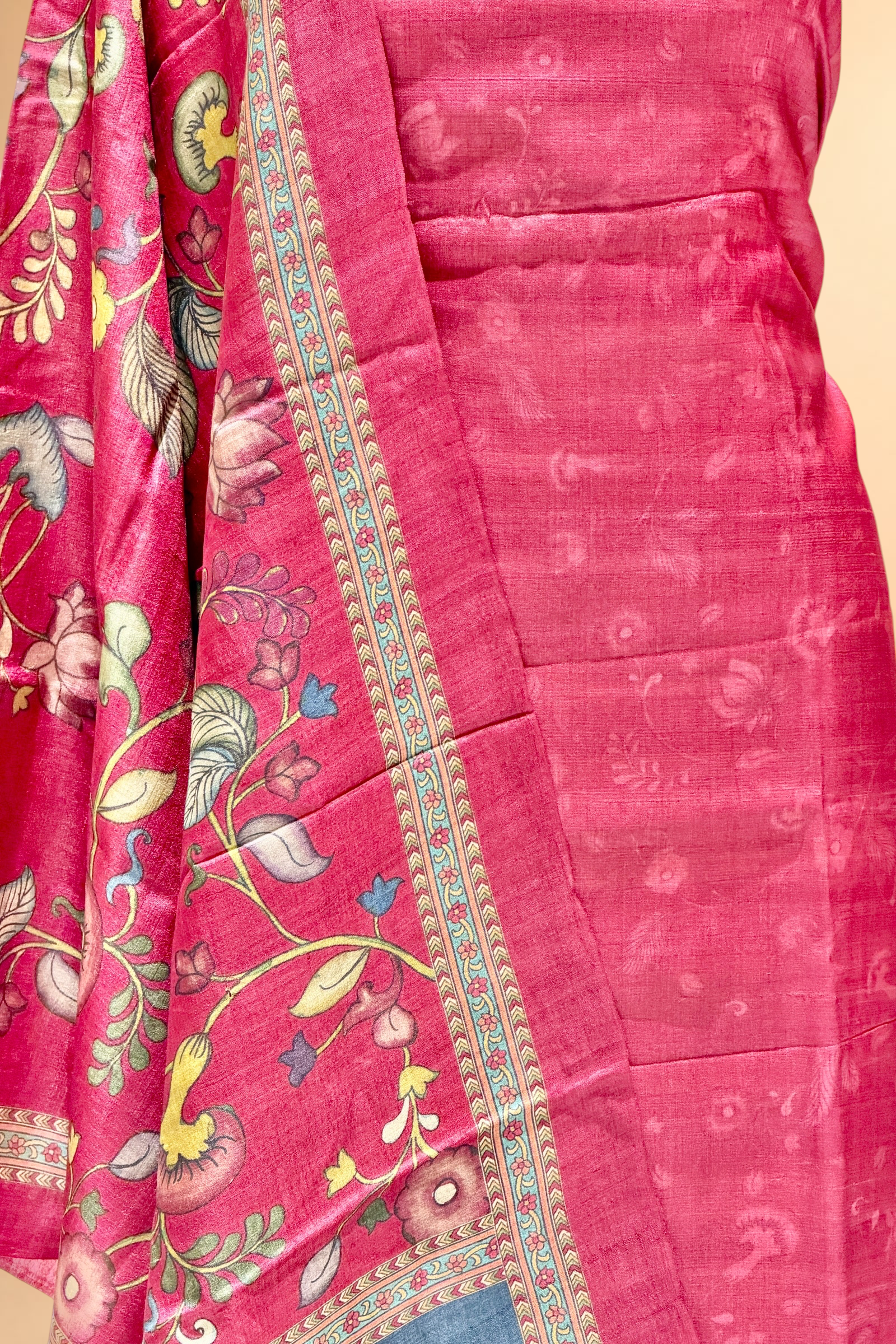 Red Pure Tusser Silk Suit Set