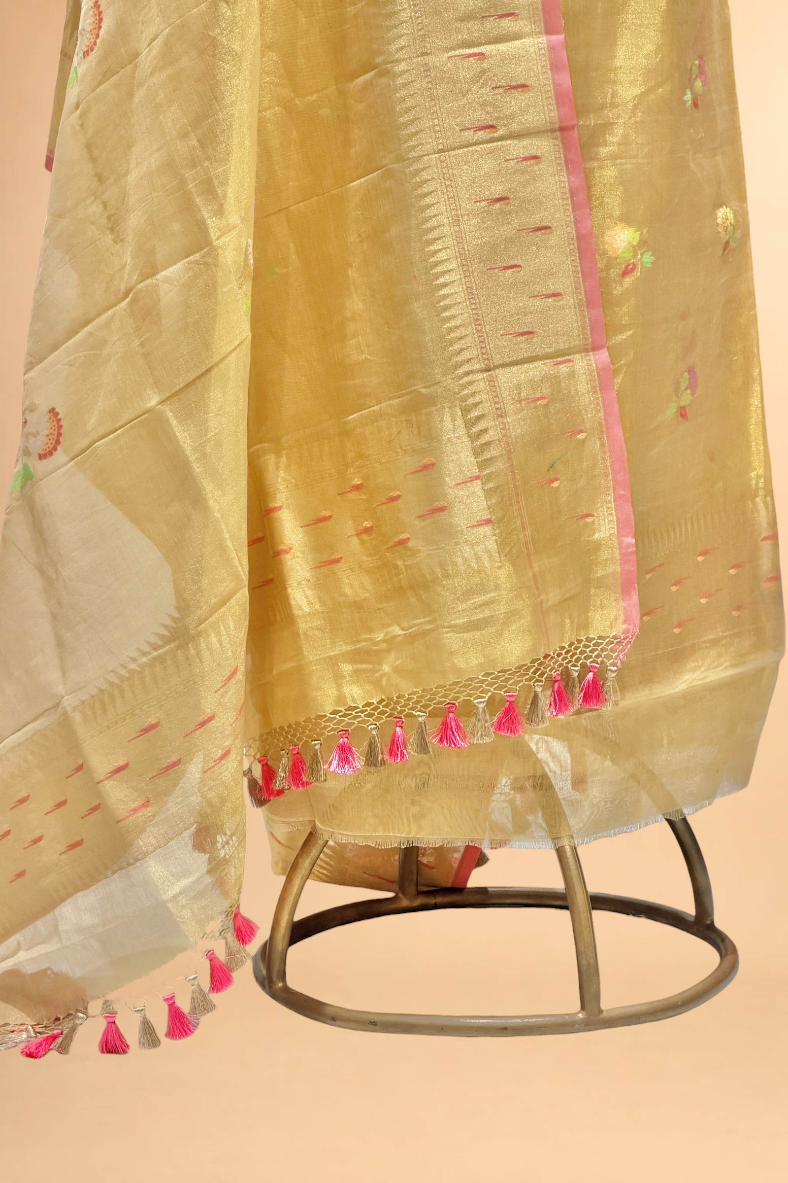 Beige Gold Tissue Jamdani Suit Set