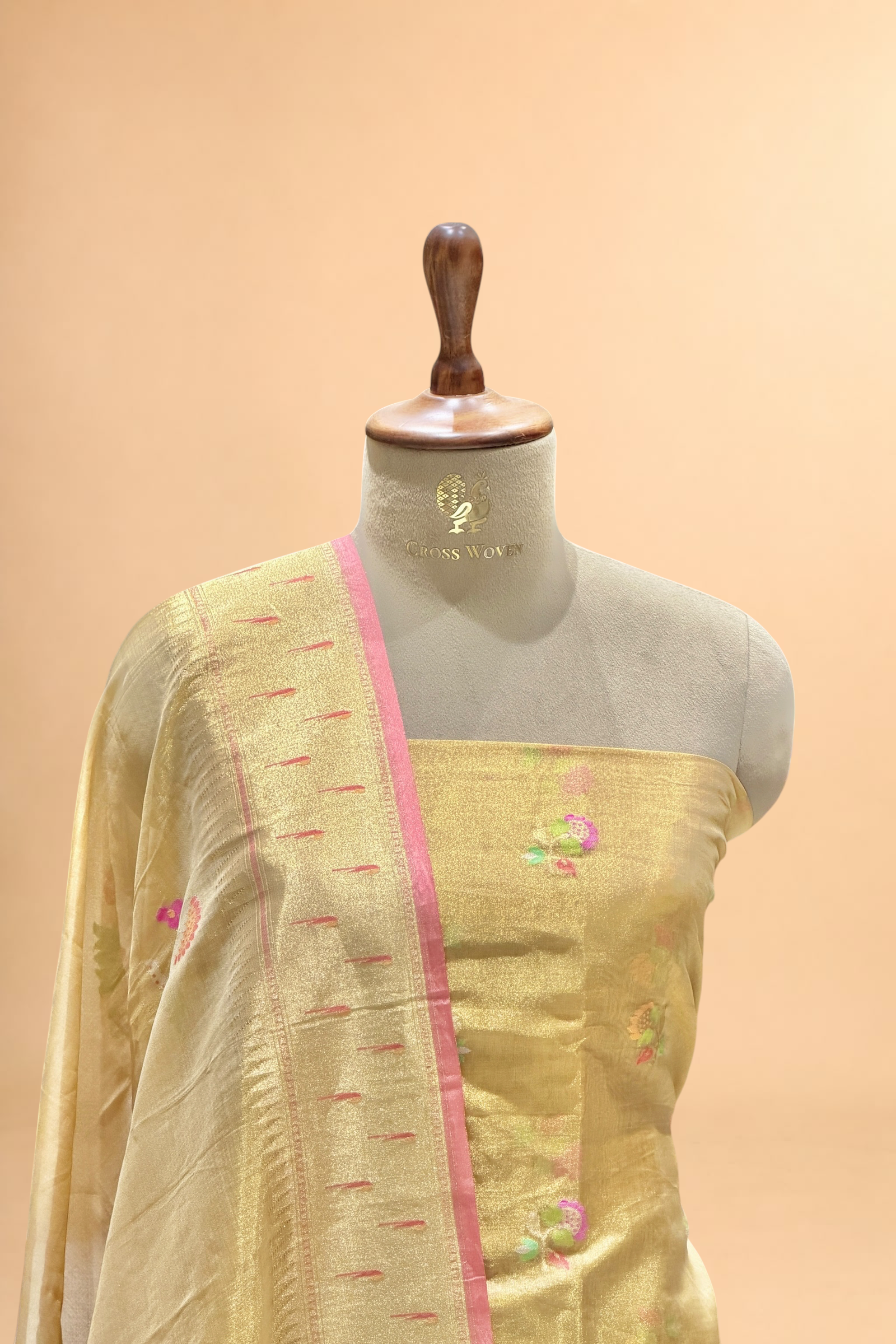 Beige Gold Tissue Jamdani Suit Set