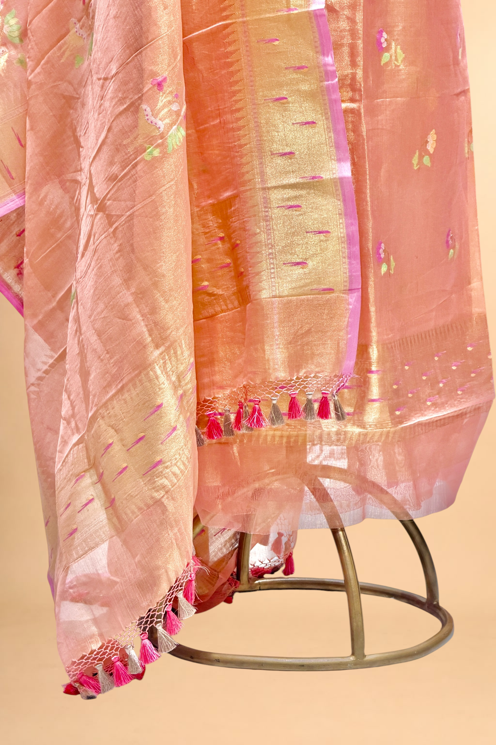 Peach Tissue Jamdani Suit Set
