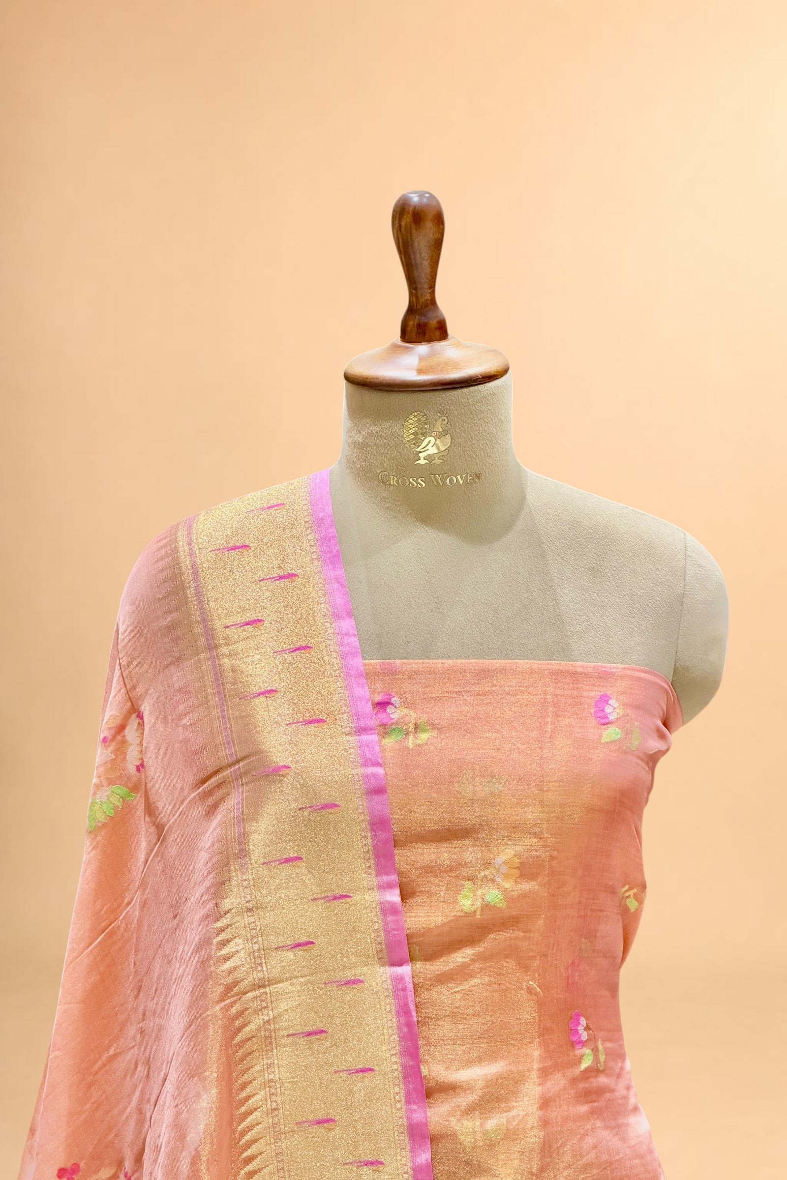 Peach Tissue Jamdani Suit Set