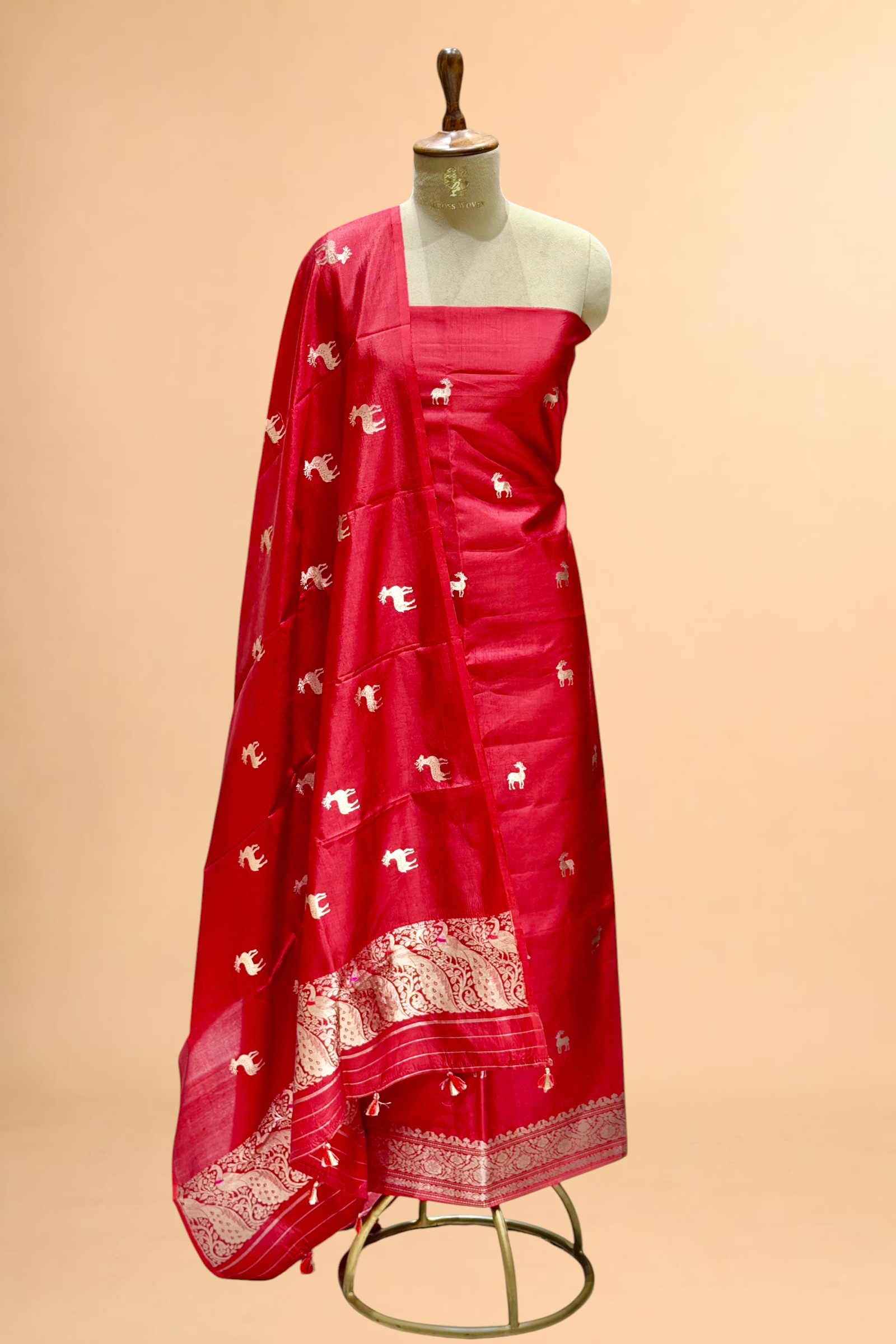 Red Meenakari Soft Silk Suitsets