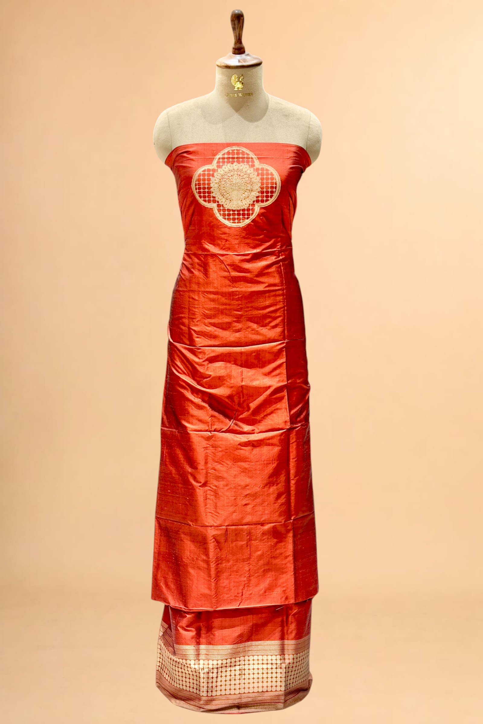 Coral Red Katan Silk Co-ord Set