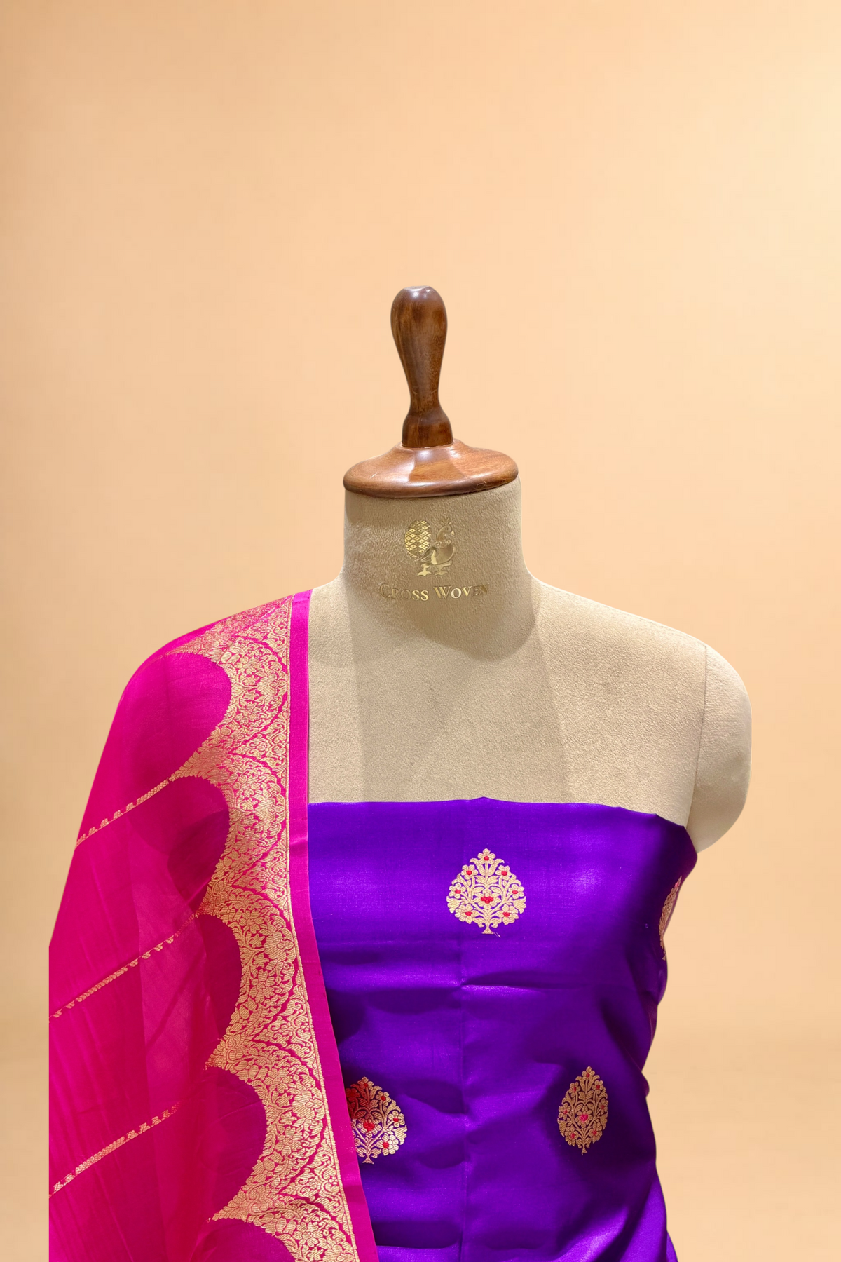 Royal Purple Soft Silk Suit Set With Organza Dupatta