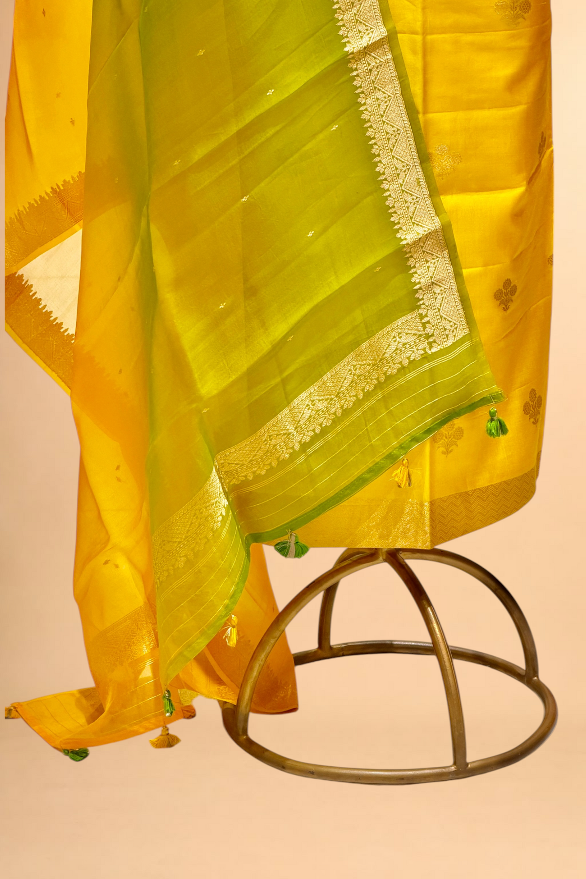 Sunshine Yellow Soft Silk Suit Set With Organza Dupatta