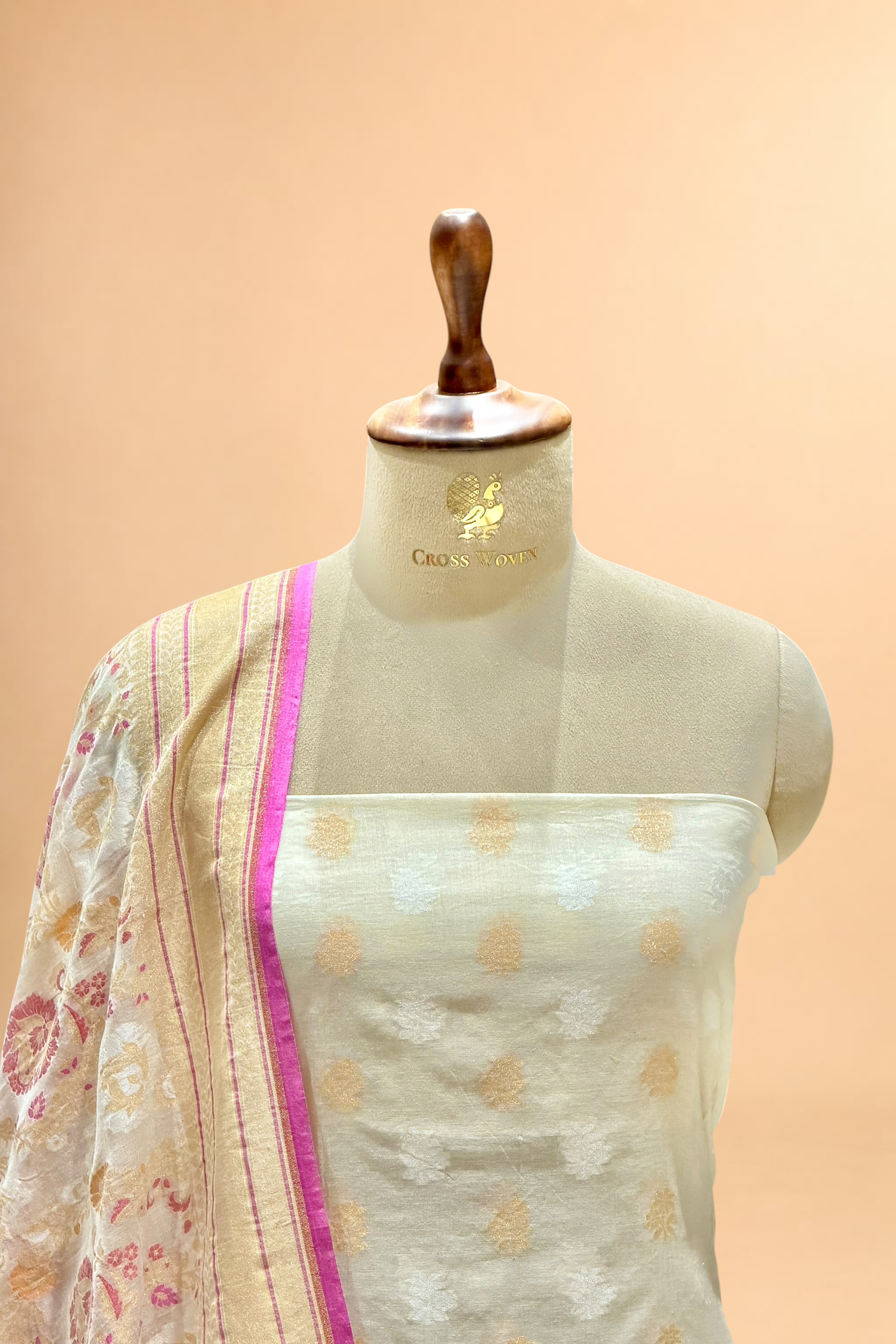 Ivory White Pure Cotton Iktara Jamdani Suit Set