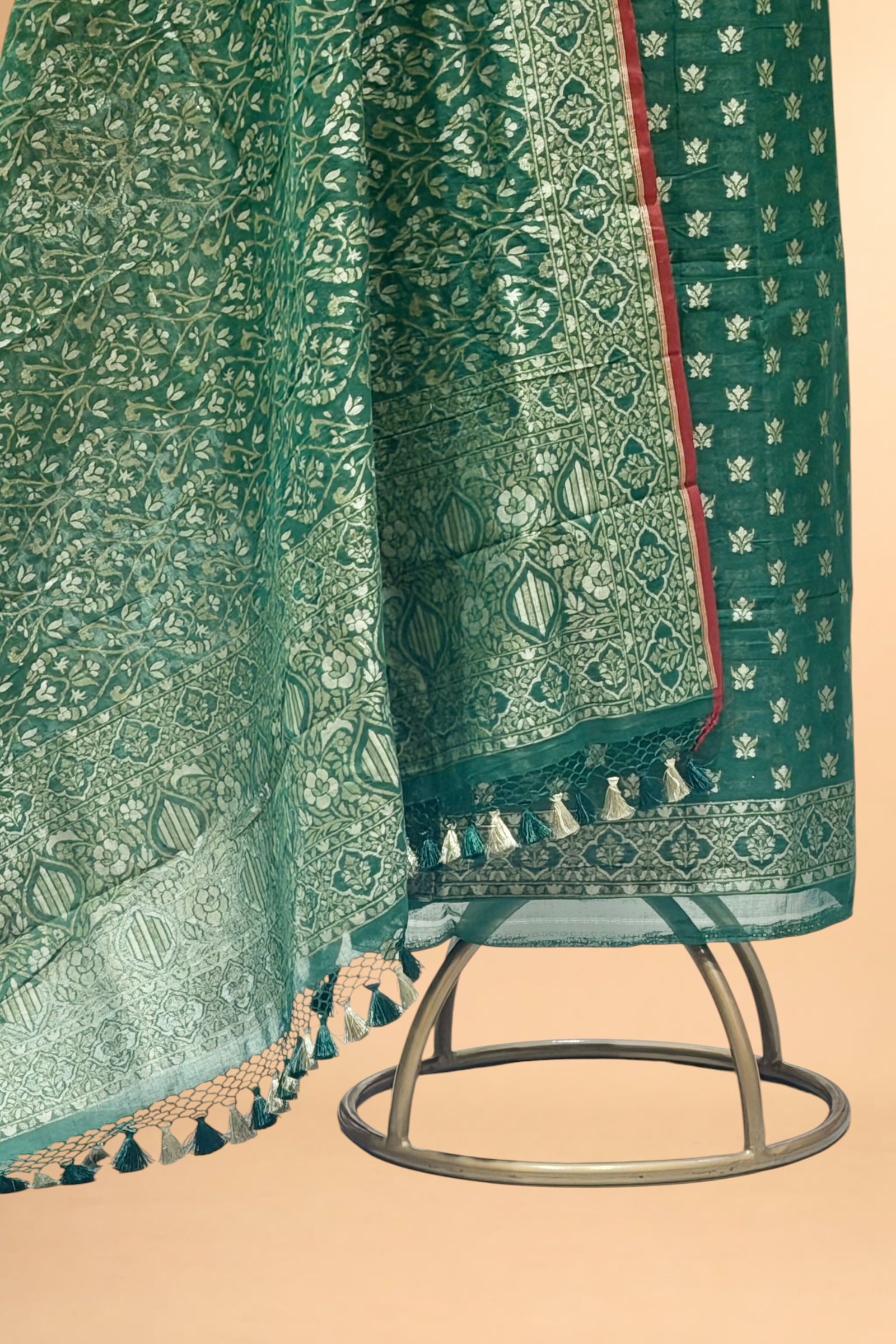 Emerald Green Pure Cotton Iktara Jamdani Suit Set