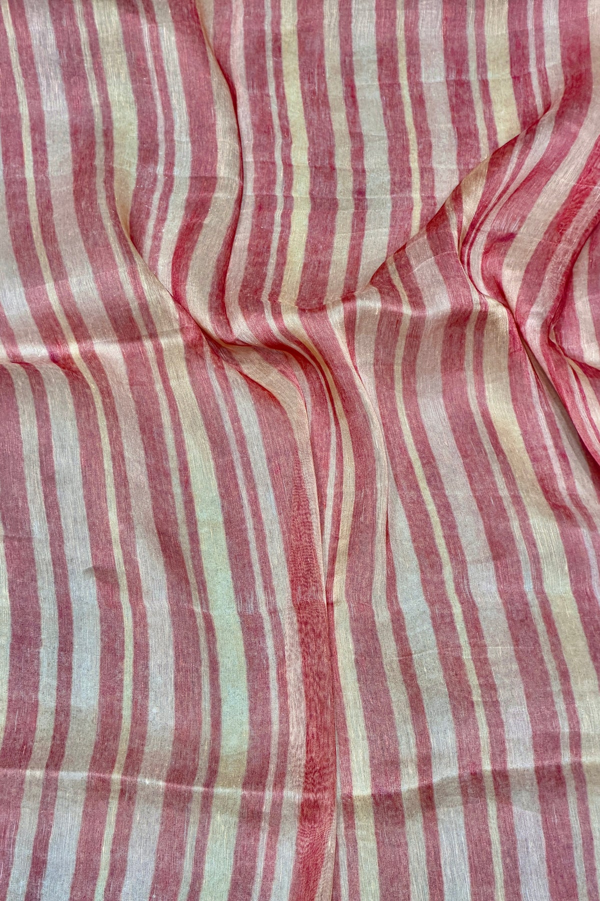 Magenta Pink Pure Linen Printed Silk Saree