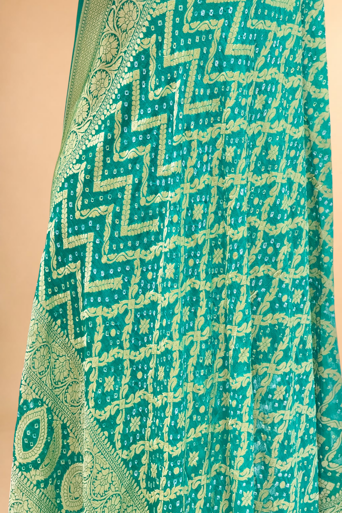Teal Blue Georgette Khaddi Banarasi Handloom Dupatta