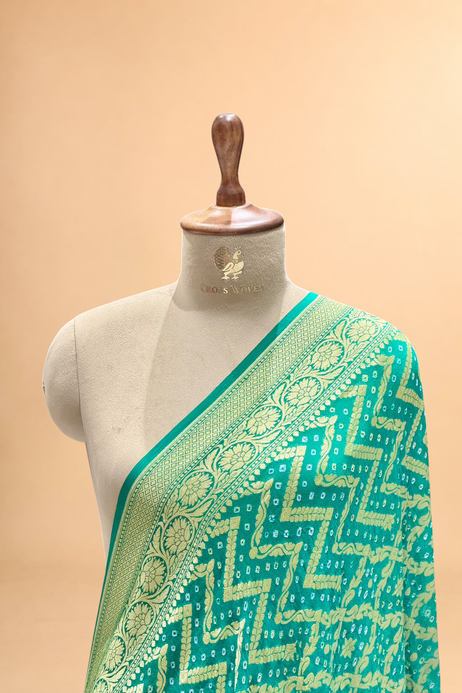 Teal Blue Georgette Khaddi Banarasi Handloom Dupatta