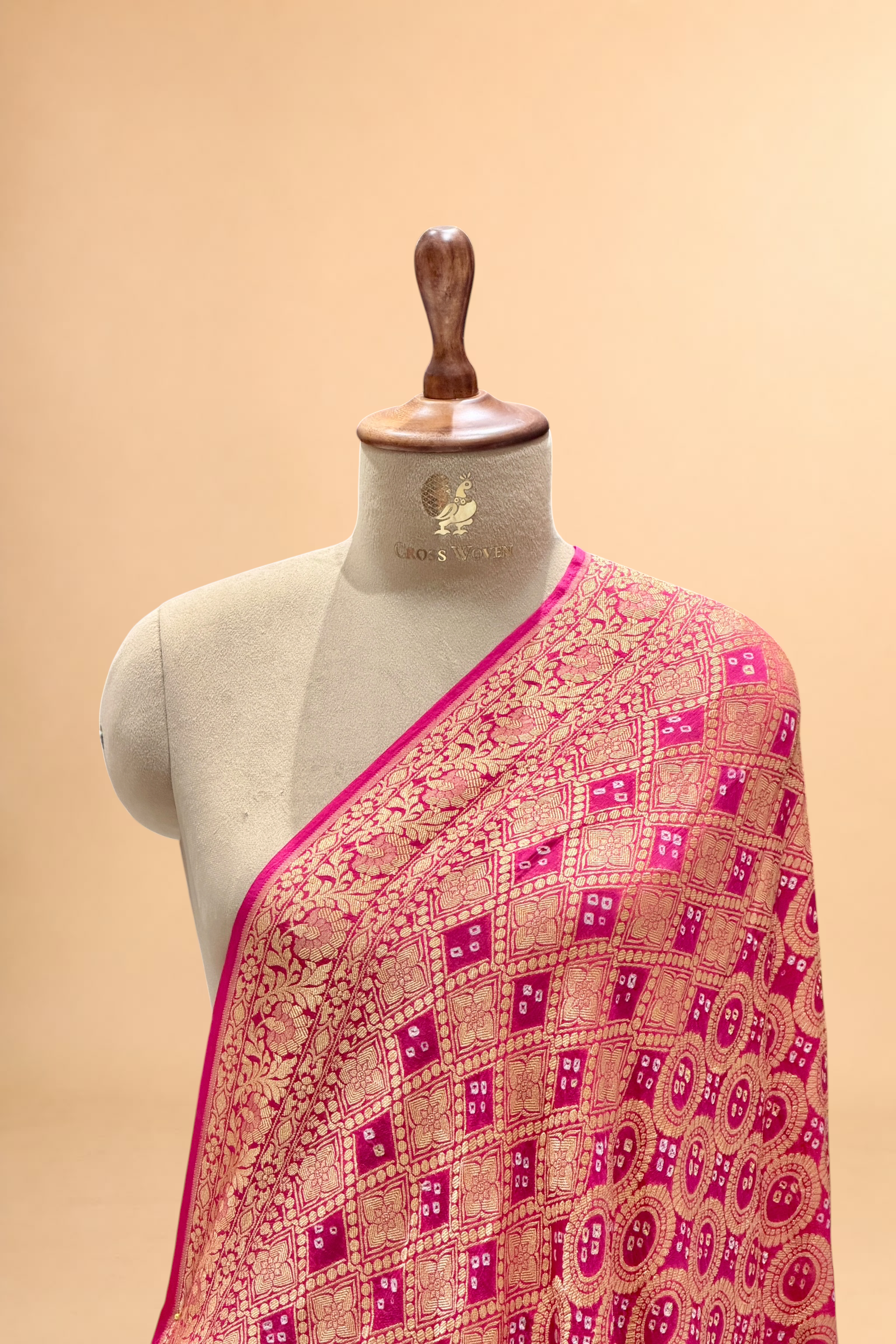 Magenta Pink Georgette Khaddi Banarasi Handloom Dupatta