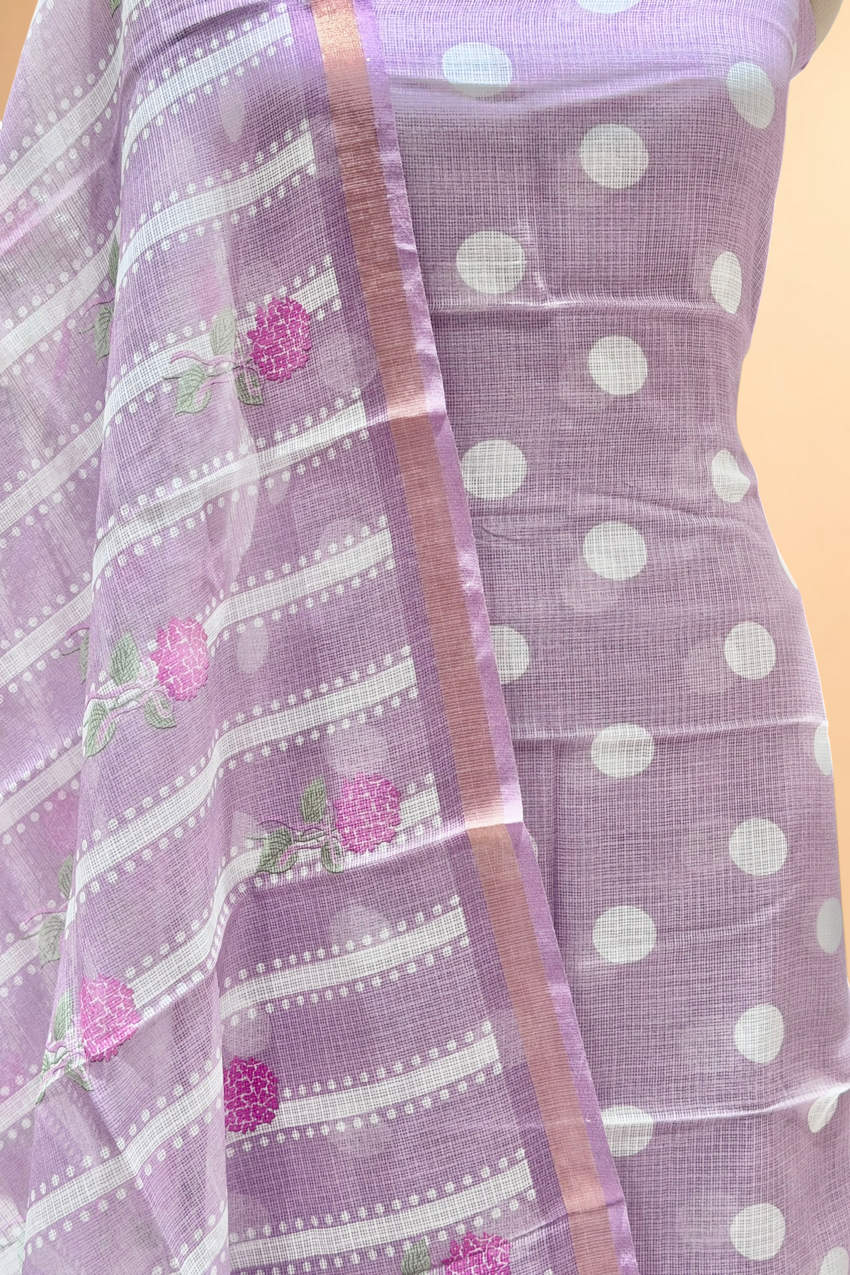 Lavender Purple Pure Kota Silk Suit Sets
