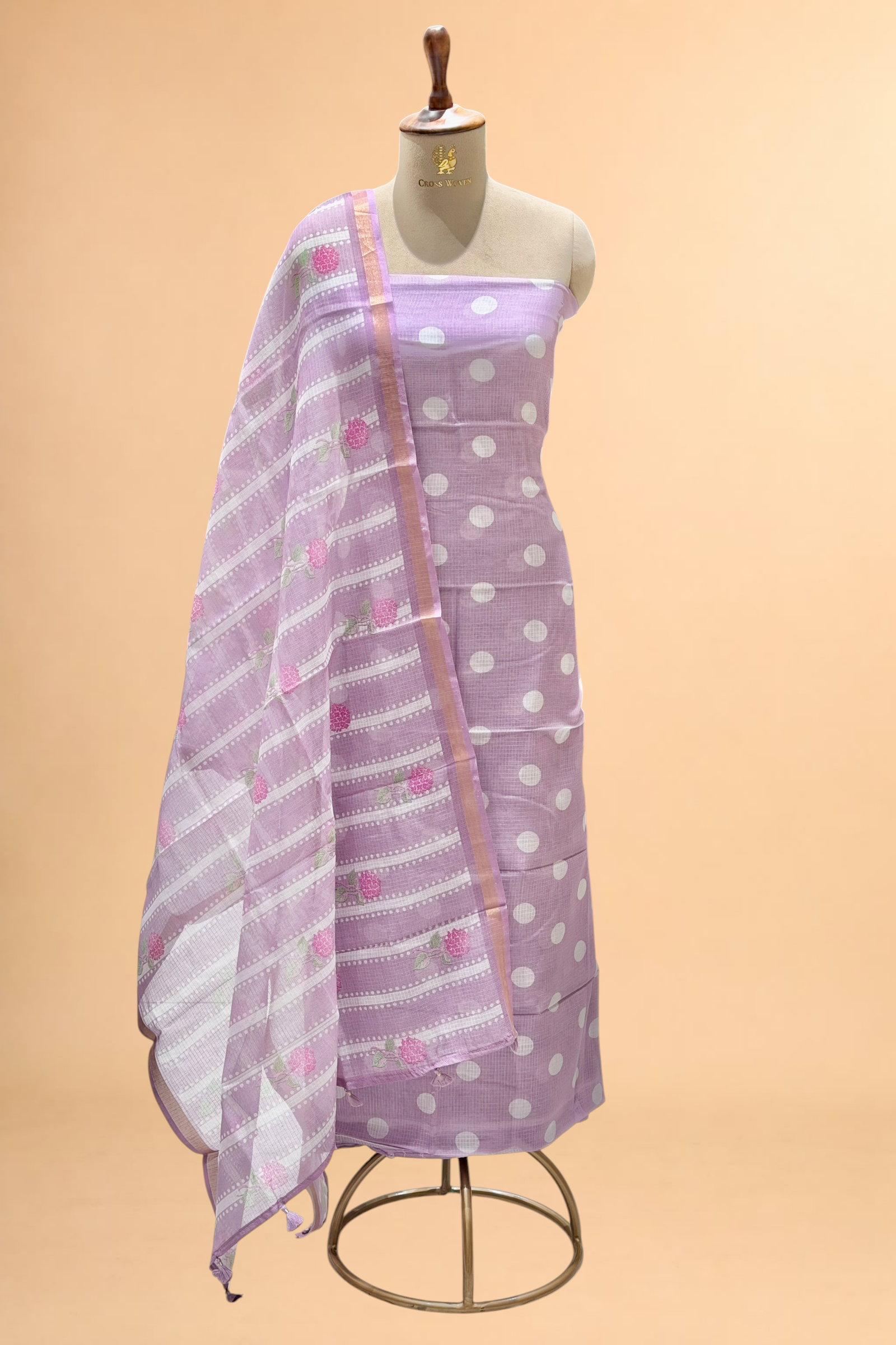 Lavender Purple Pure Kota Silk Suit Sets