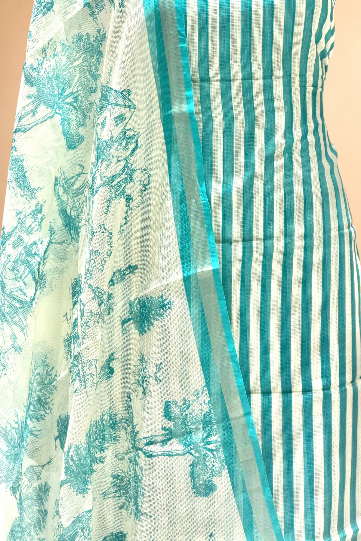 Turquoise Blue Pure Kota Silk Suit Sets