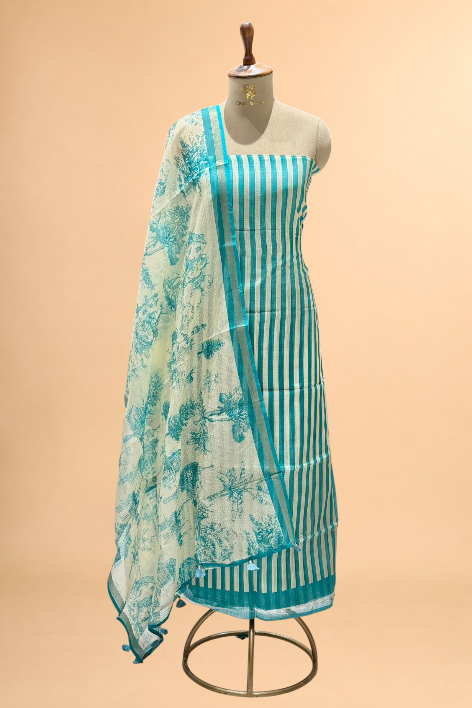 Turquoise Blue Pure Kota Silk Suit Sets