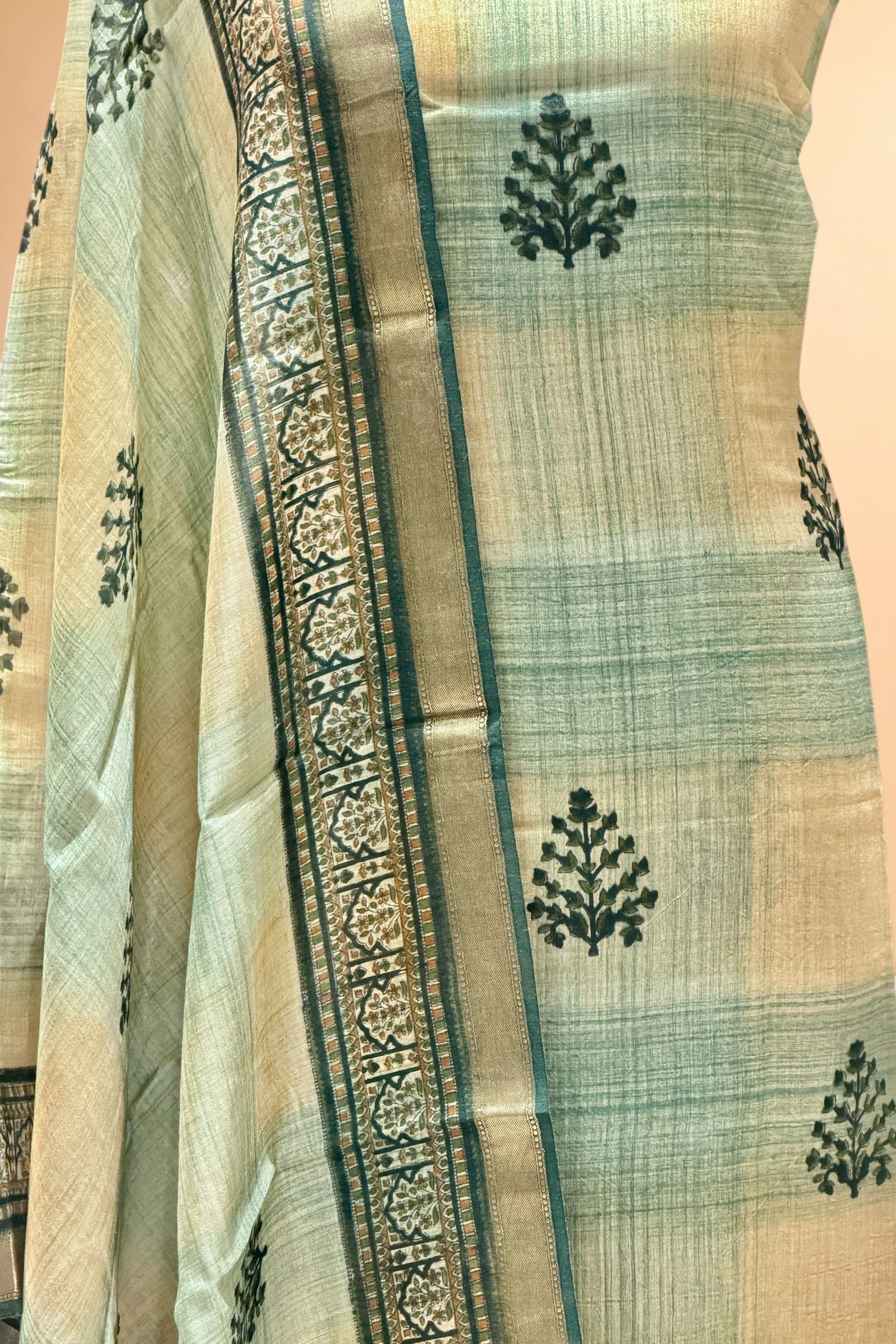 Green Pure Munga Silk Suit Set