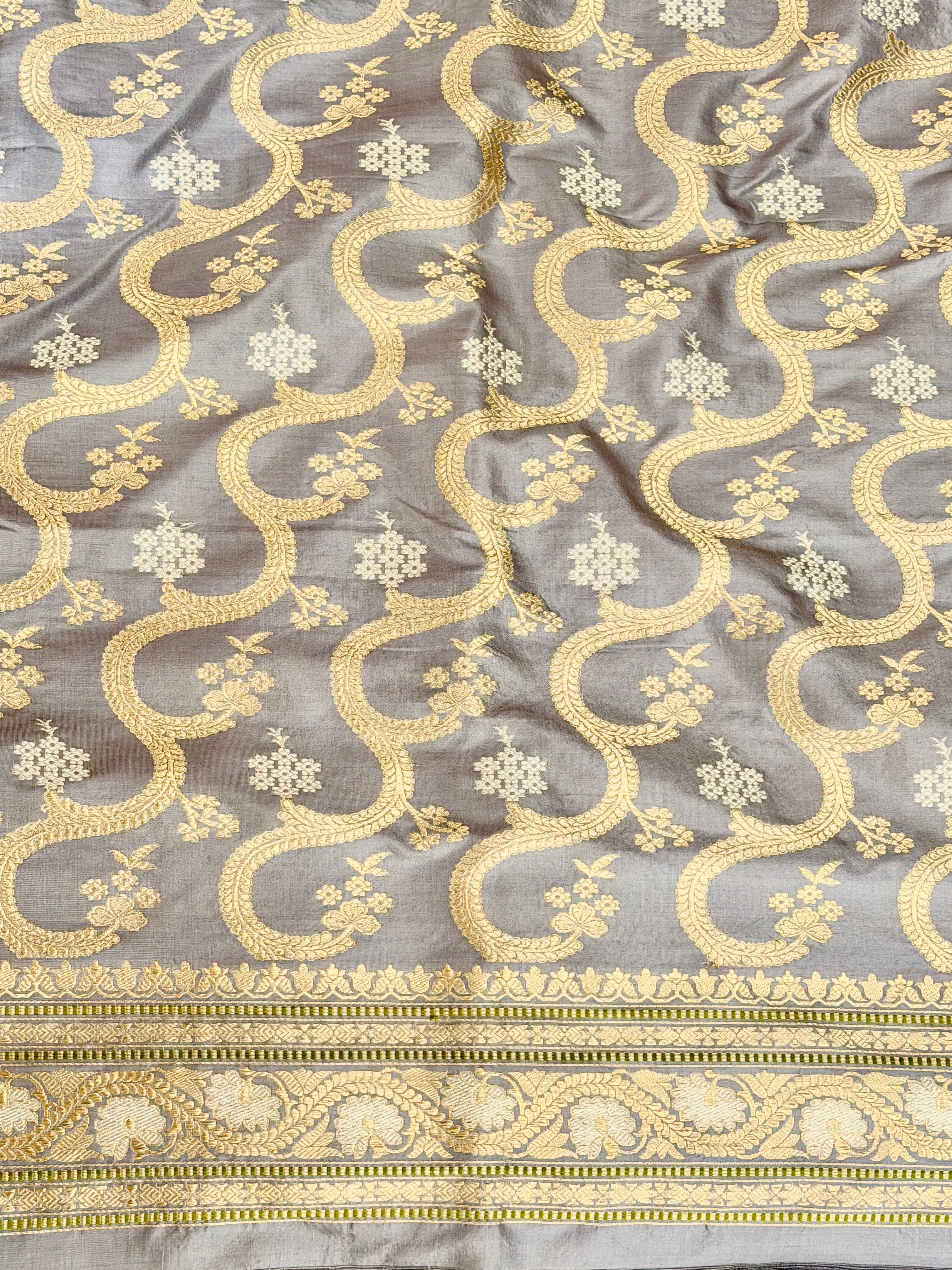 Gray Pure Katan Silk Saree