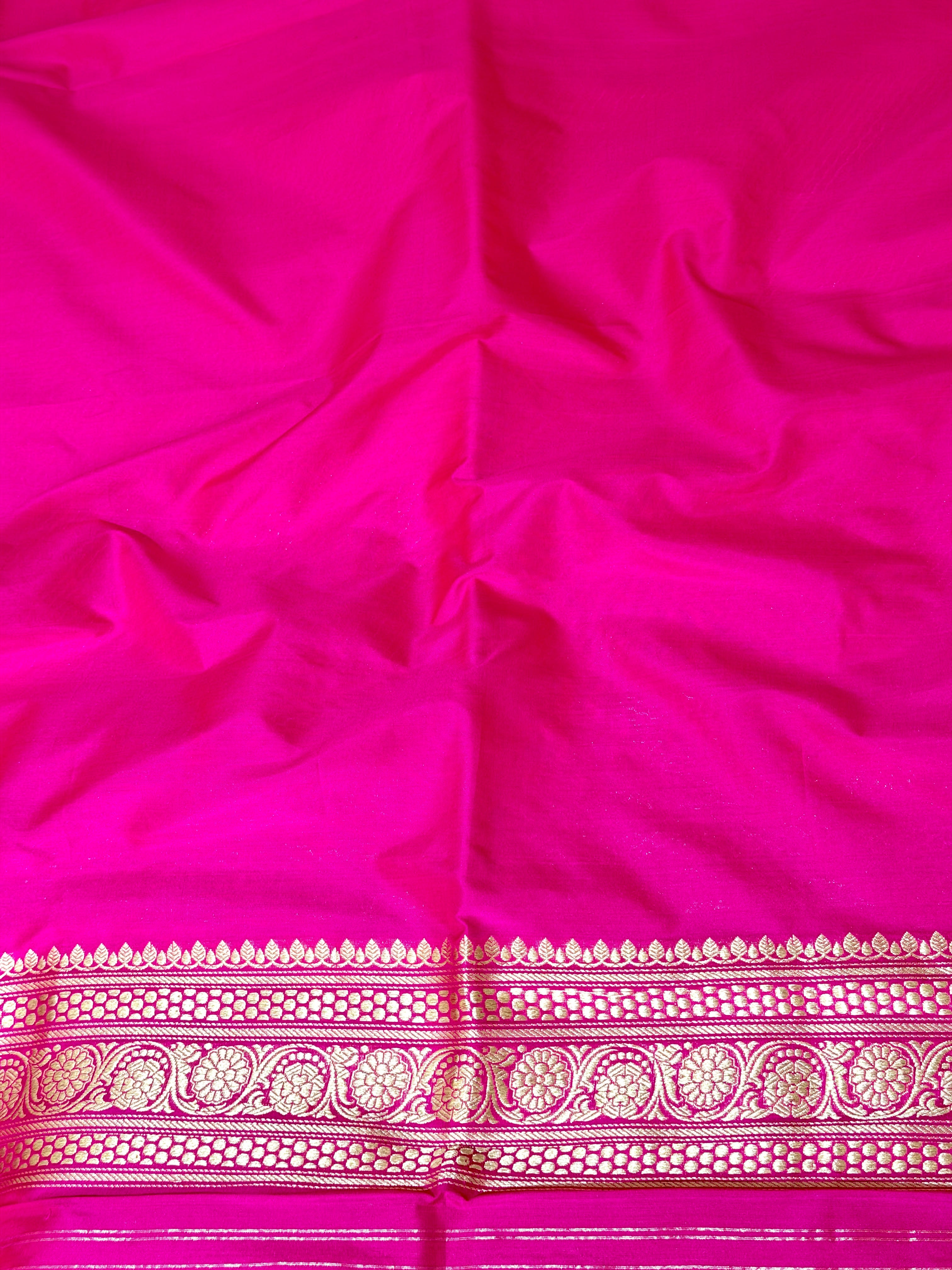Bright Orange Pure Katan Silk Saree With Contrast Border