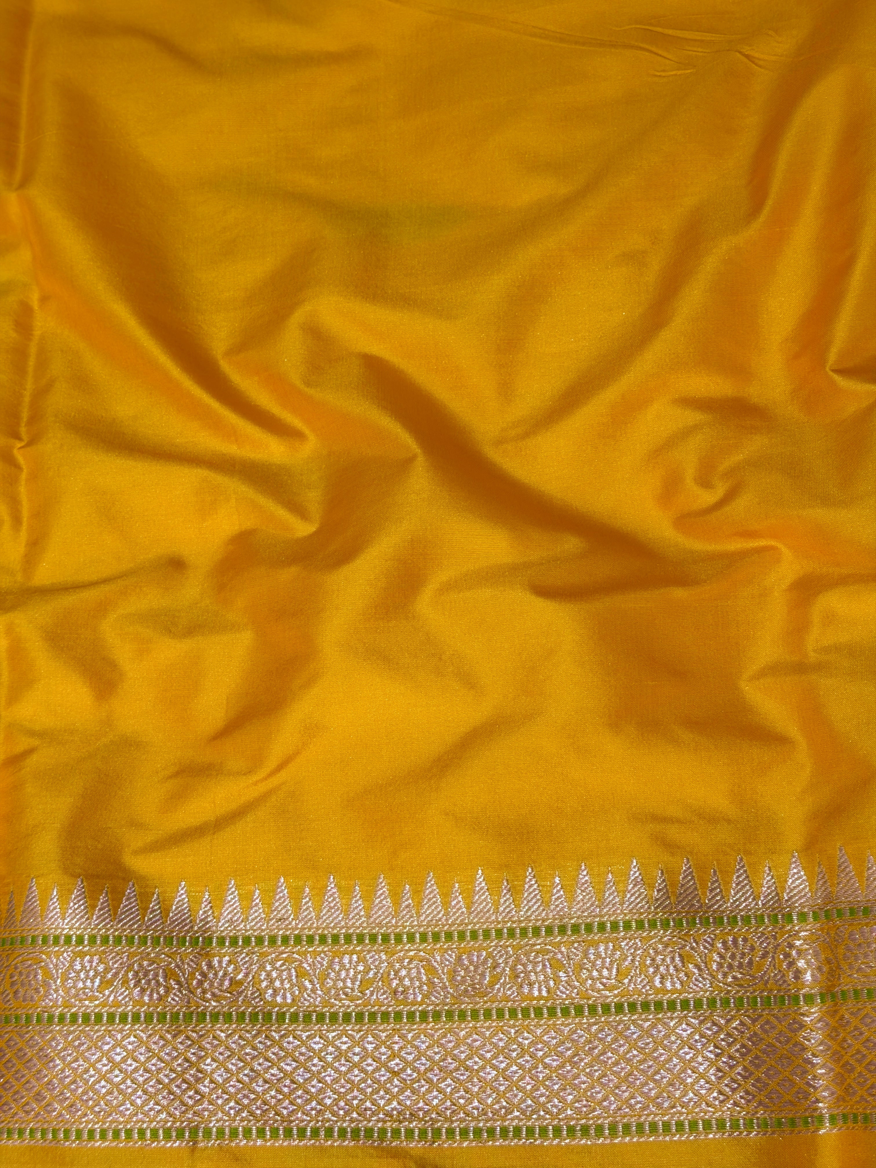 Bright Yellow Pure Katan Silk Saree