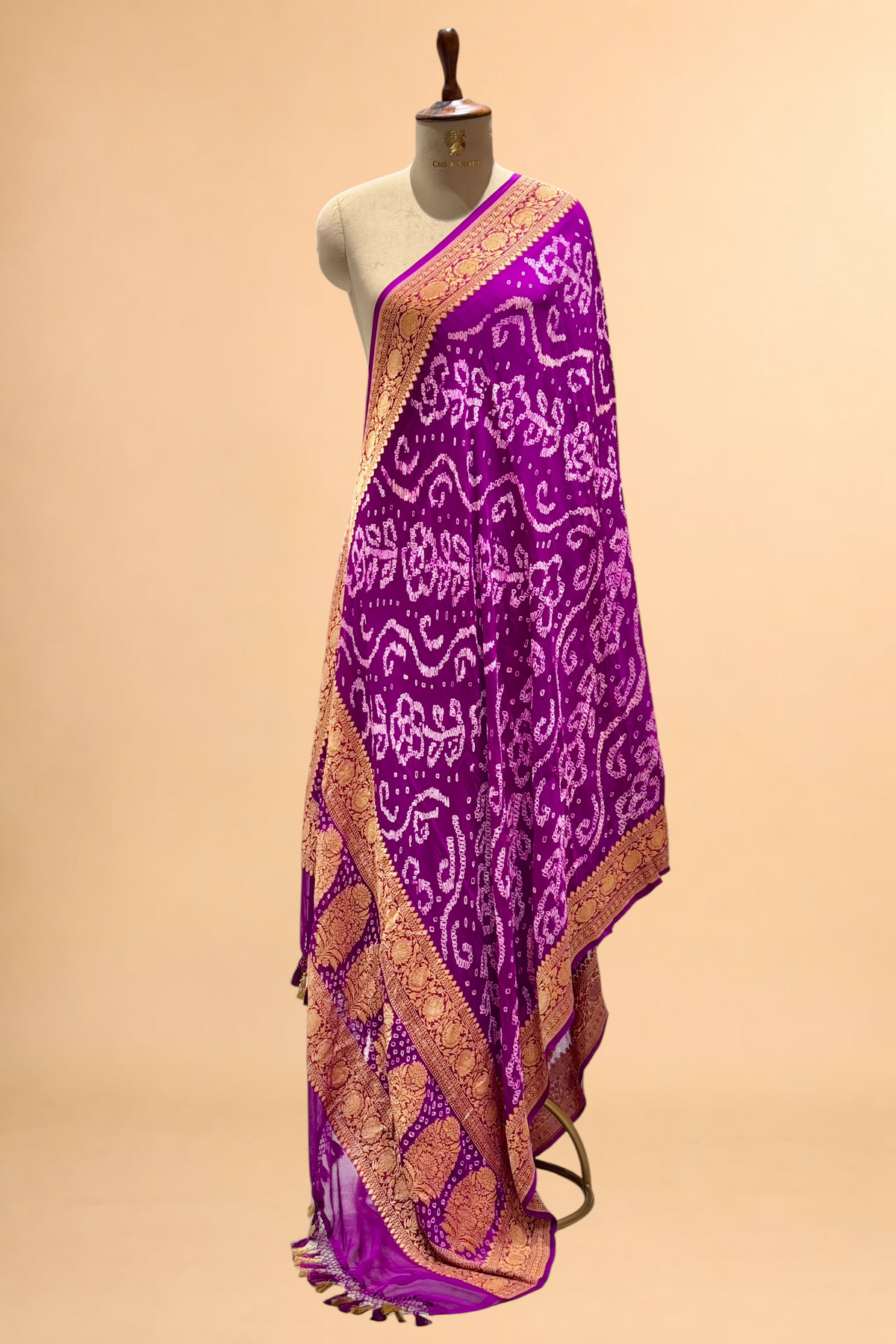 Magenta Purple Georgette Khaddi Rai Bandhani Dupatta