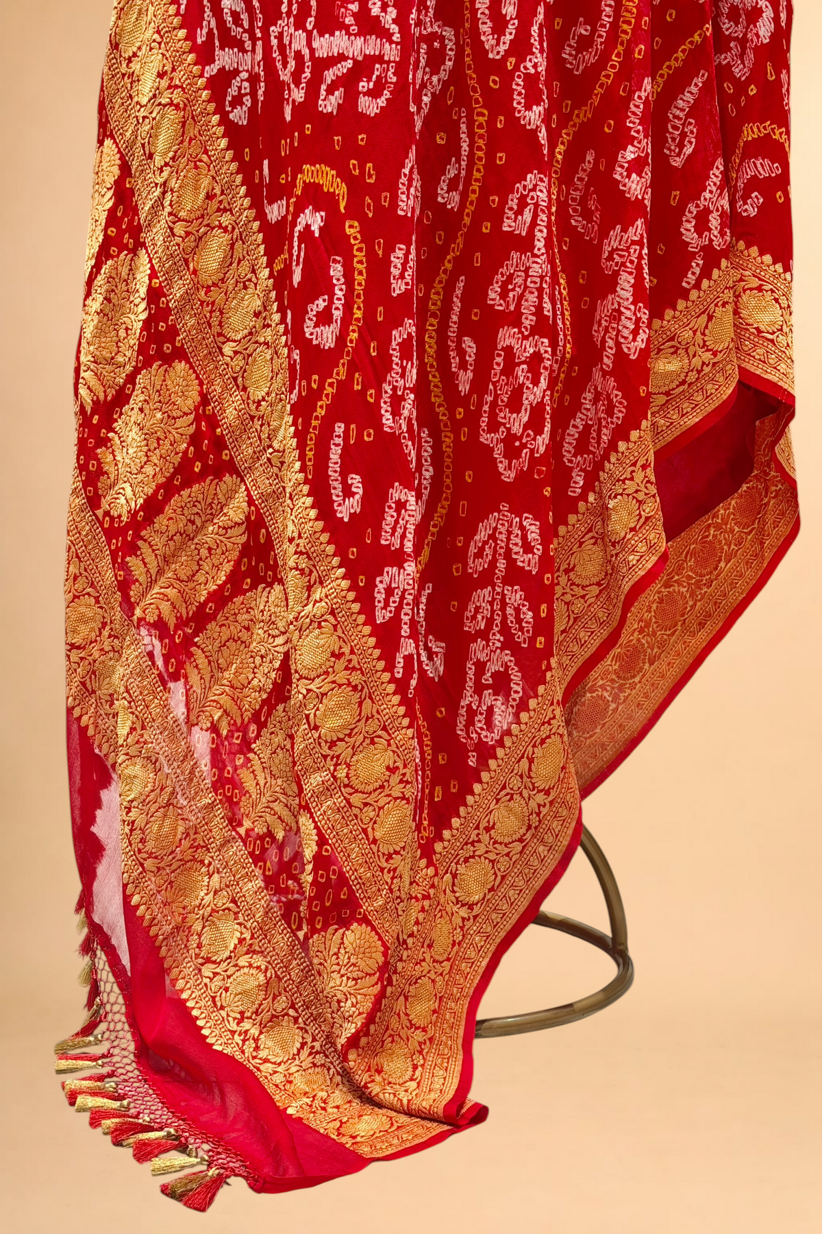 Red Georgette Khaddi Rai Bandhani Dupatta