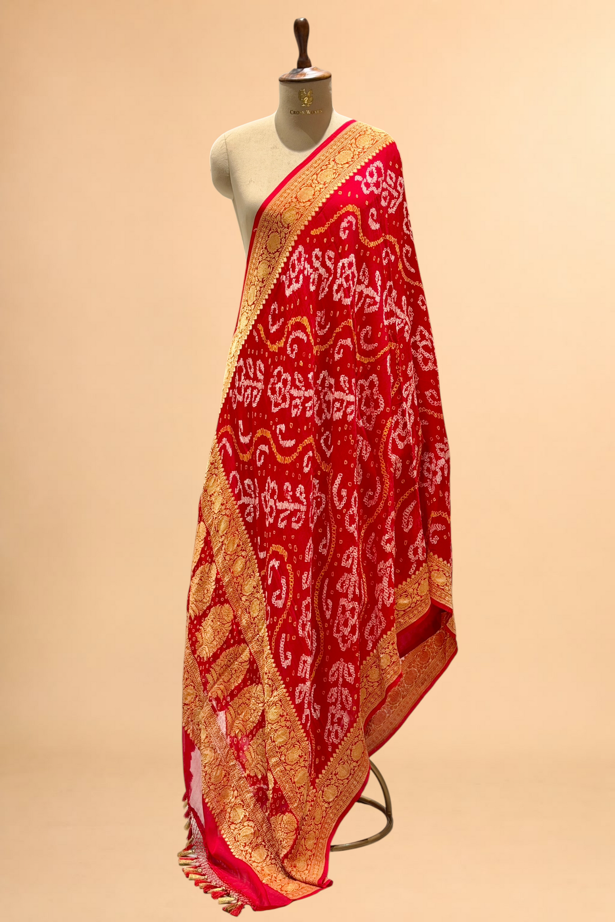 Red Georgette Khaddi Rai Bandhani Dupatta
